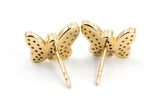 Diamond Butterfly Stud Earrings - 10k Yellow Gold - 0.15ctw