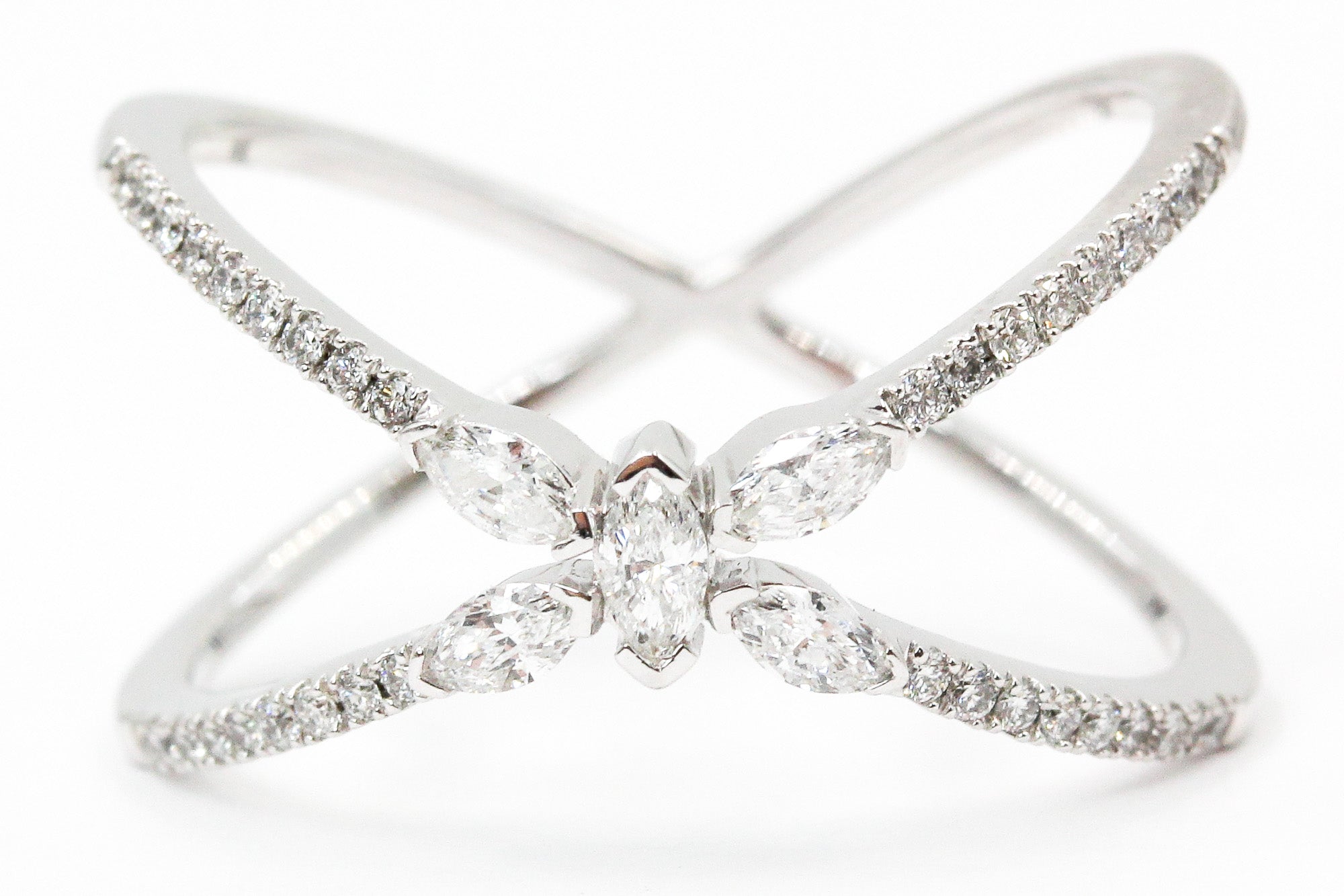 Diamond Bypass Ring - 10k White Gold - 0.33ctw