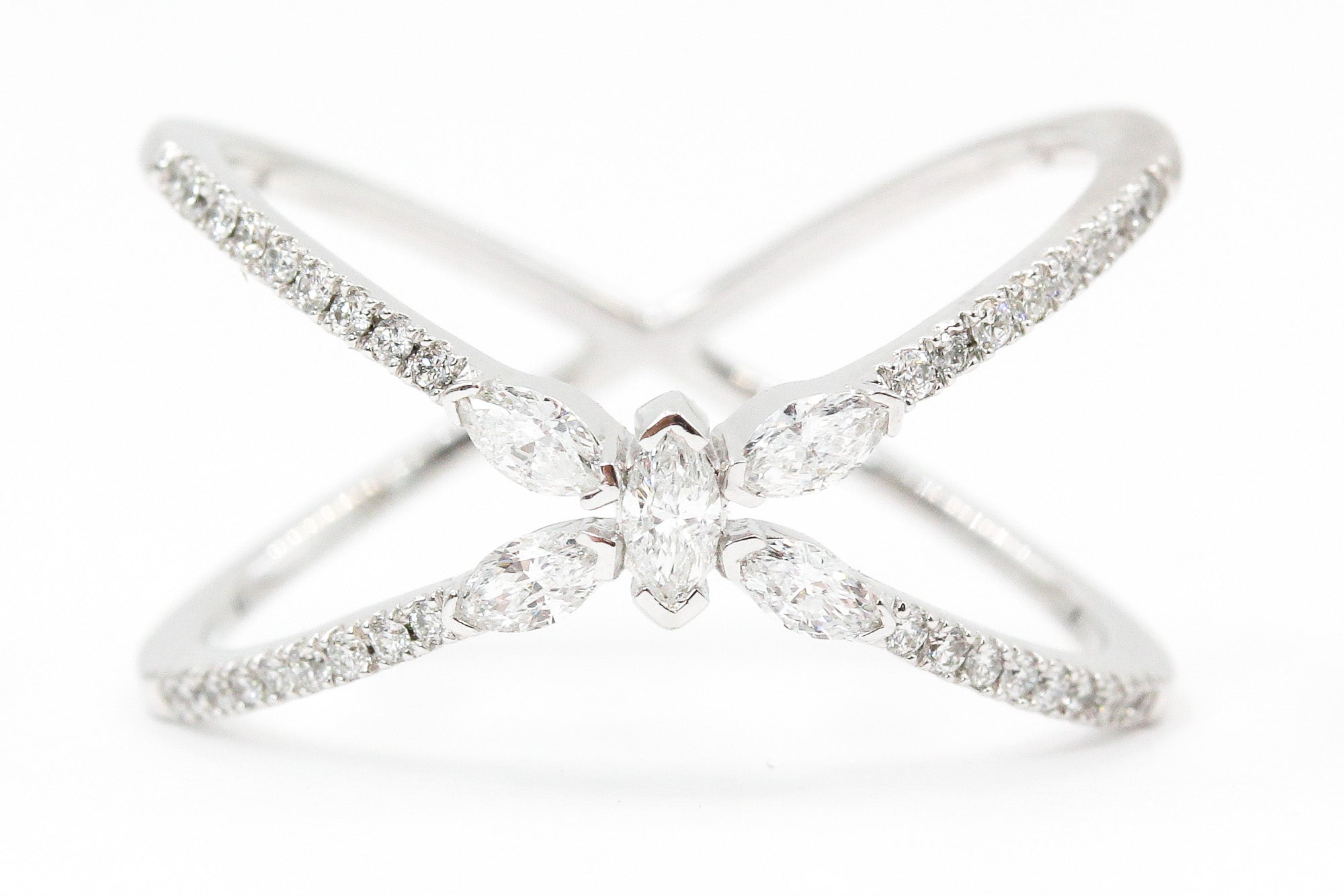 Diamond Bypass Ring - 10k White Gold - 0.33ctw