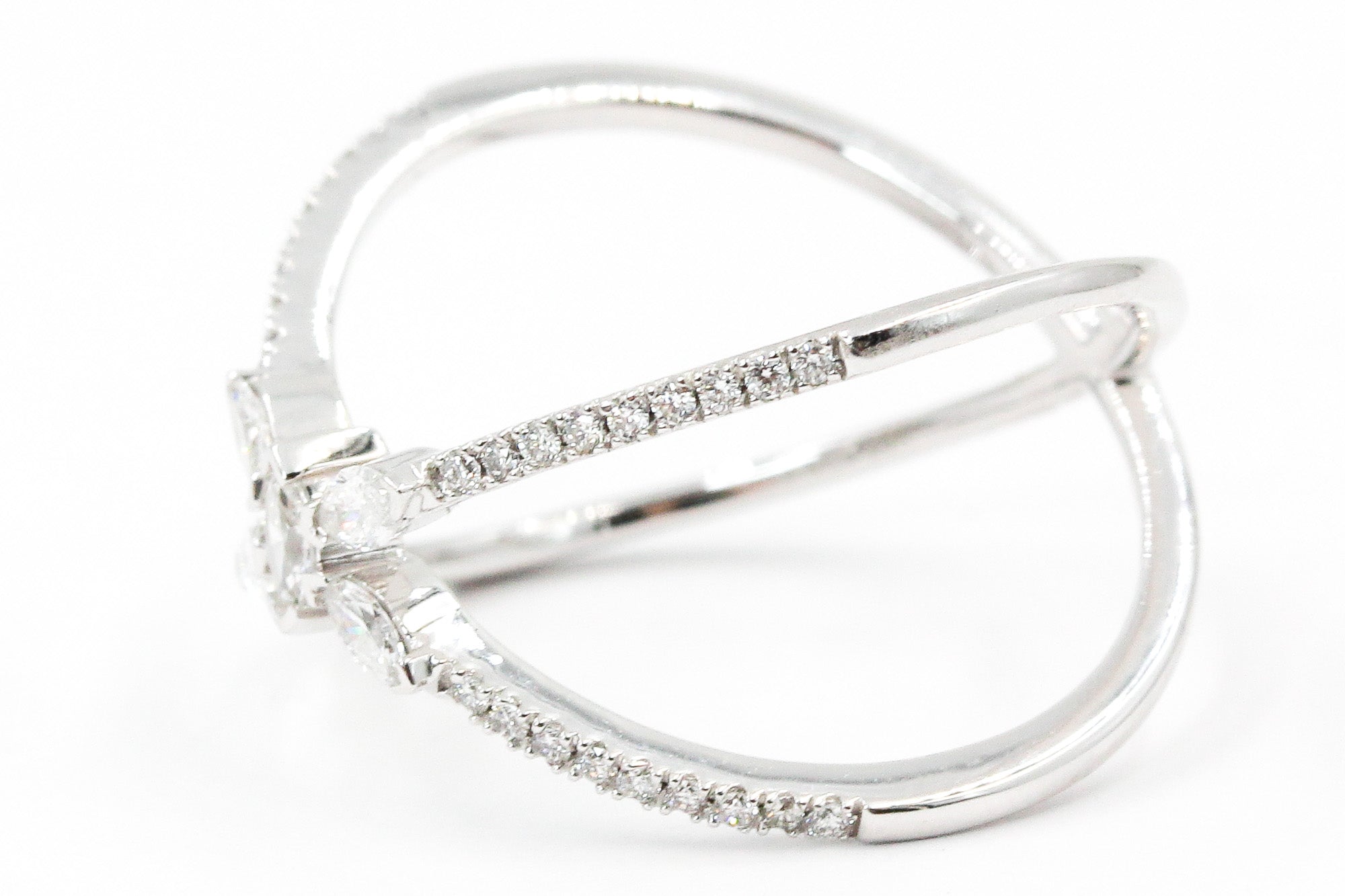 Diamond Bypass Ring - 10k White Gold - 0.33ctw