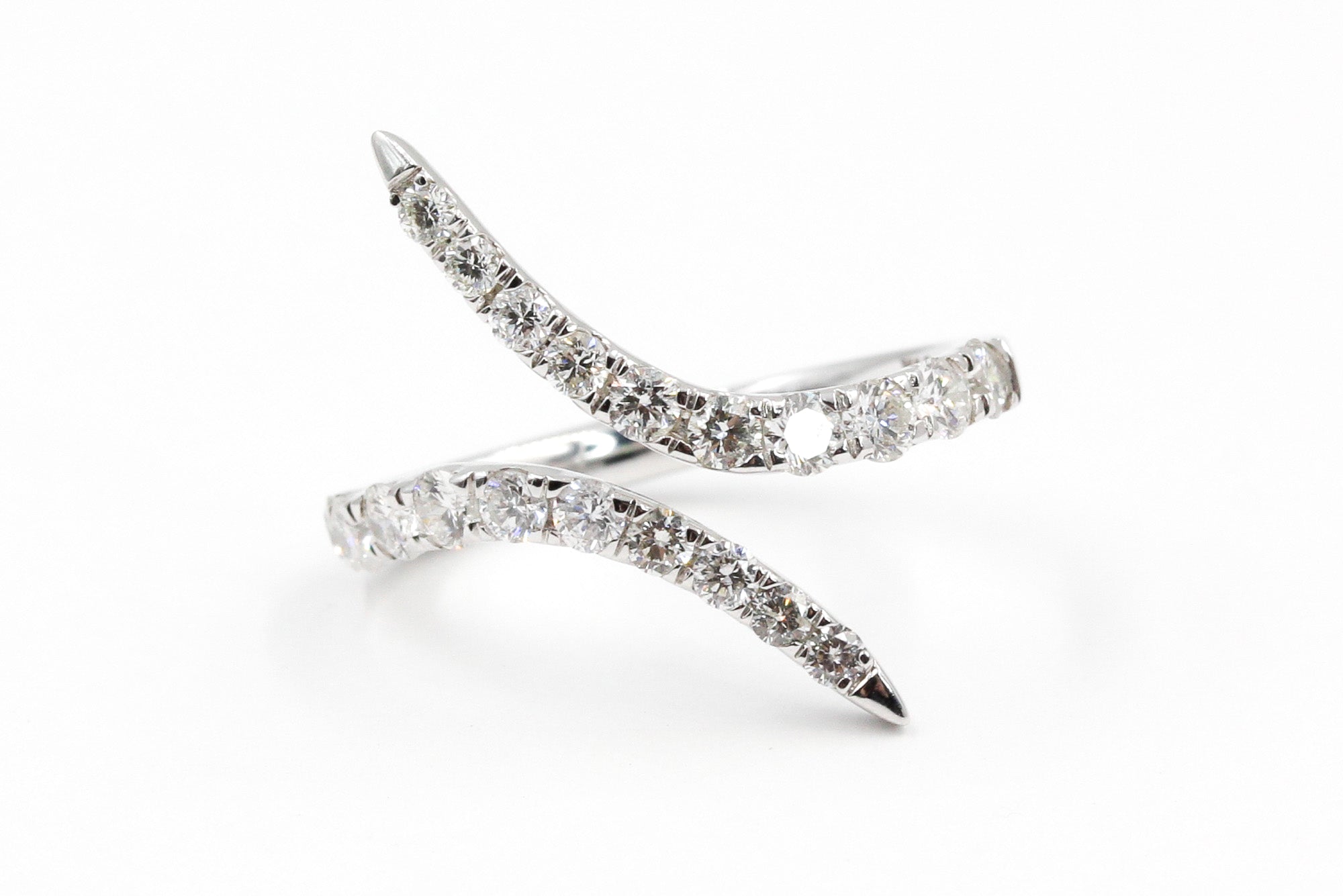 Diamond Bypass Ring - 14k White Gold - 0.85ctw