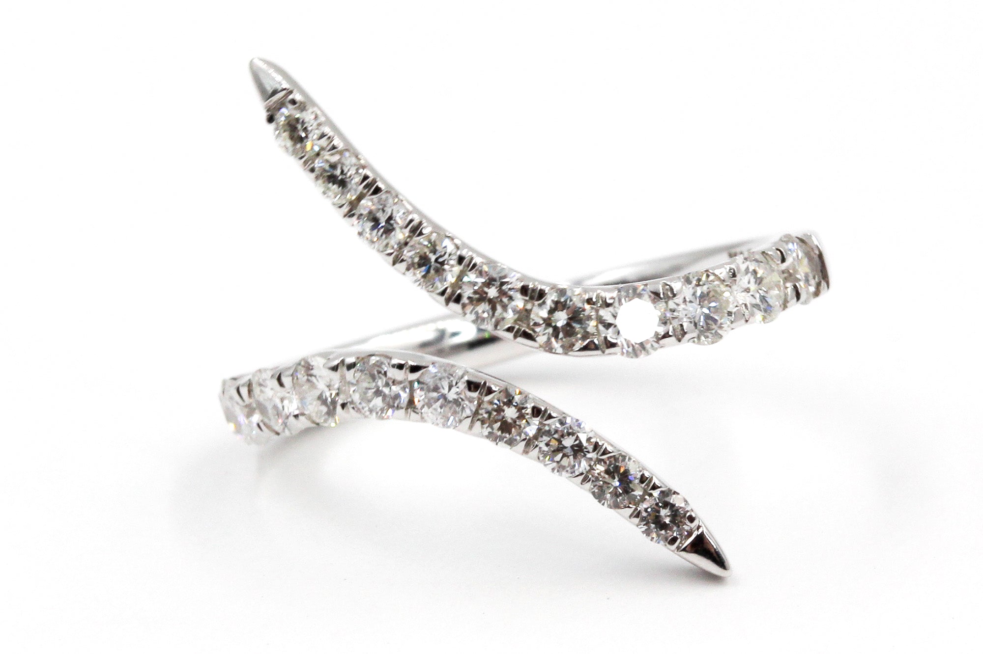 Diamond Bypass Ring - 14k White Gold - 0.85ctw