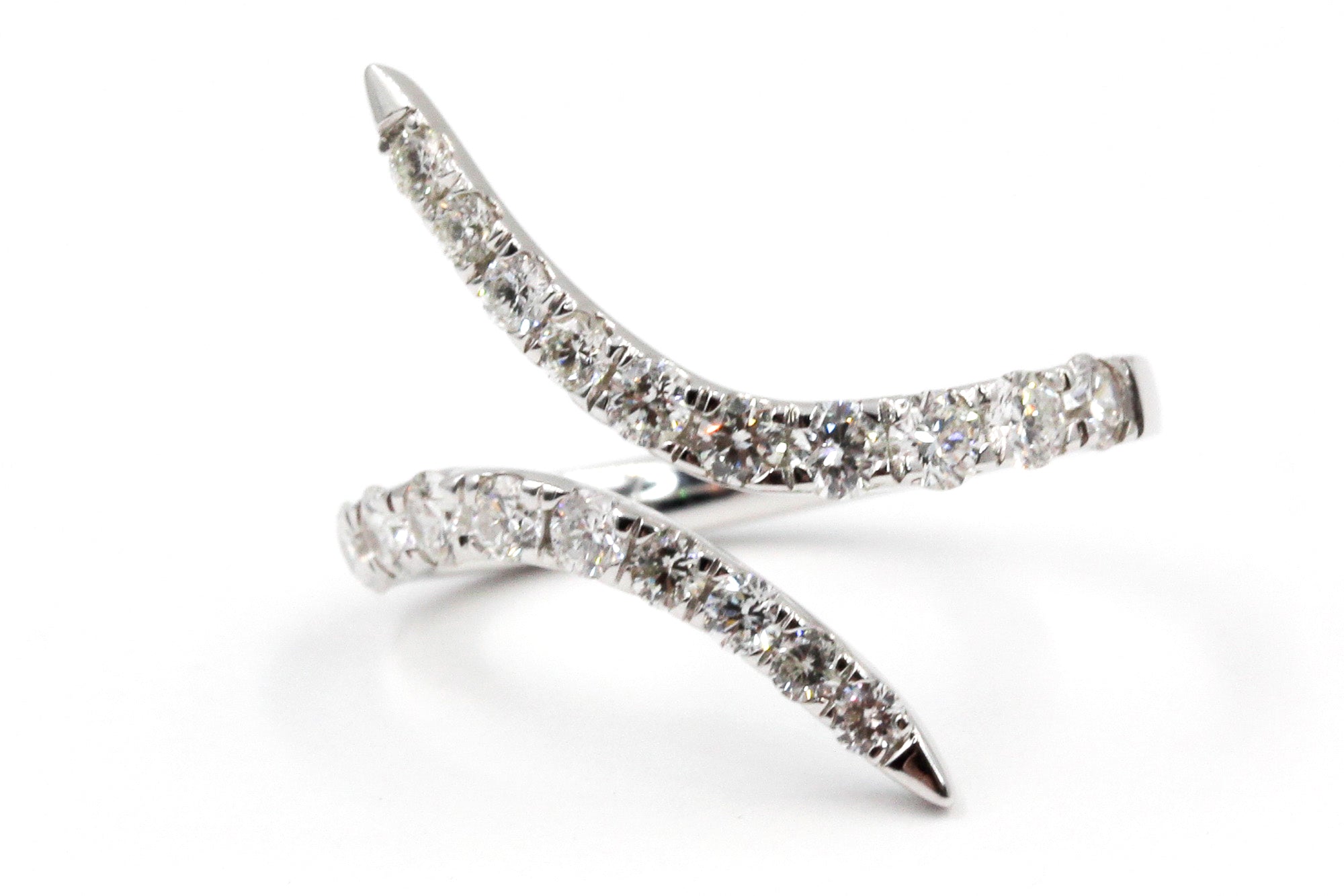 Diamond Bypass Ring - 14k White Gold - 0.85ctw