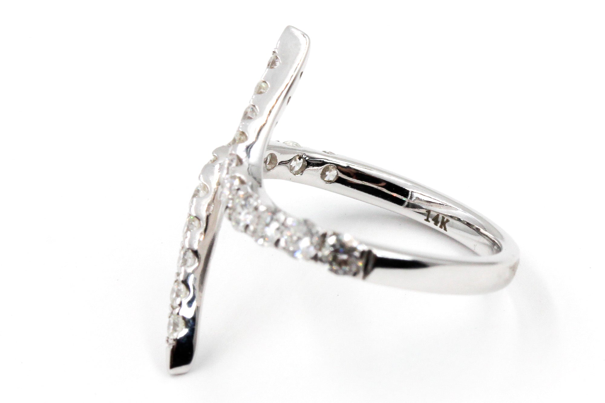 Diamond Bypass Ring - 14k White Gold - 0.85ctw