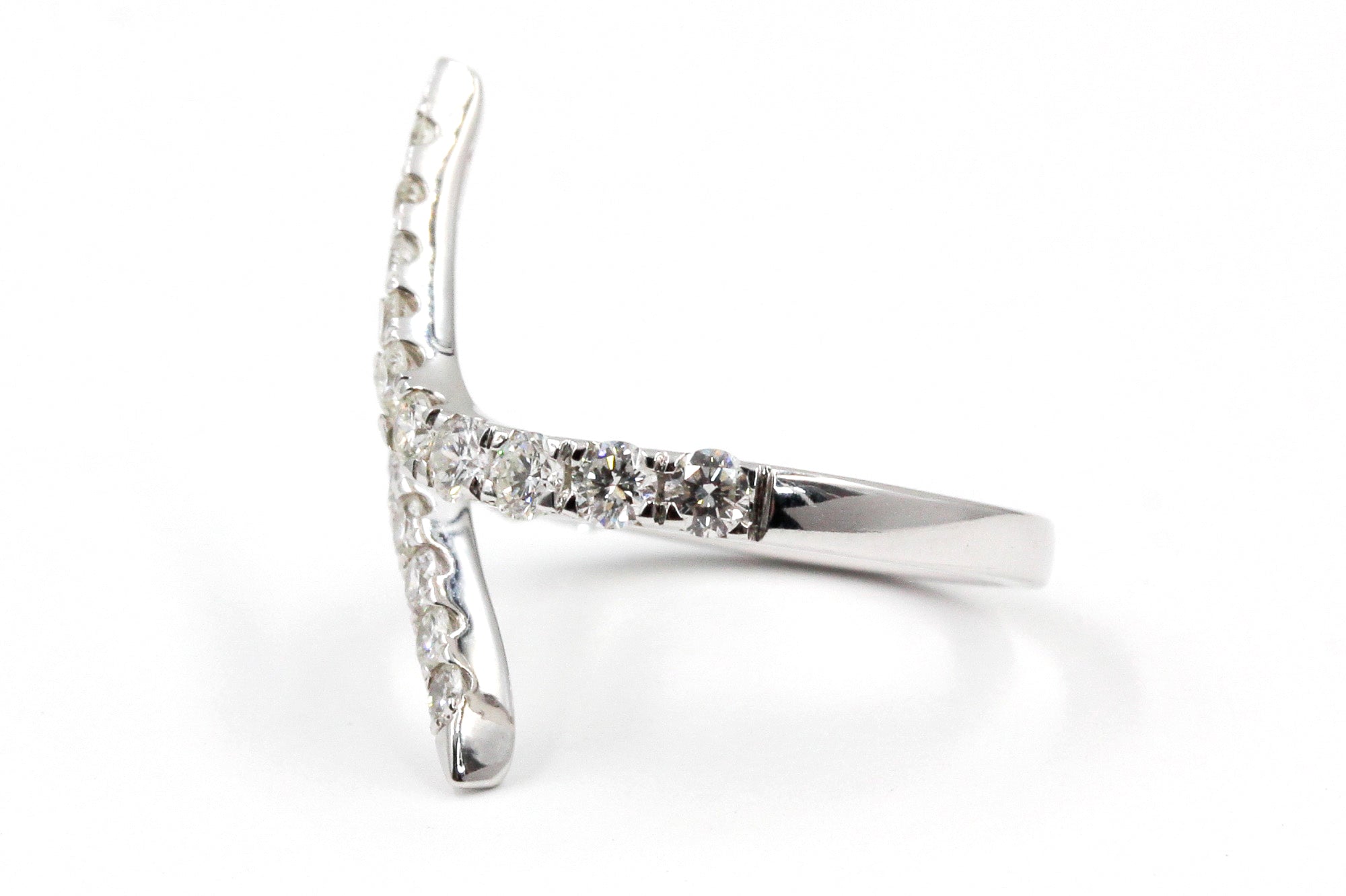 Diamond Bypass Ring - 14k White Gold - 0.85ctw