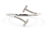 Diamond Bypass T Ring - 10k White Gold - 0.06ctw