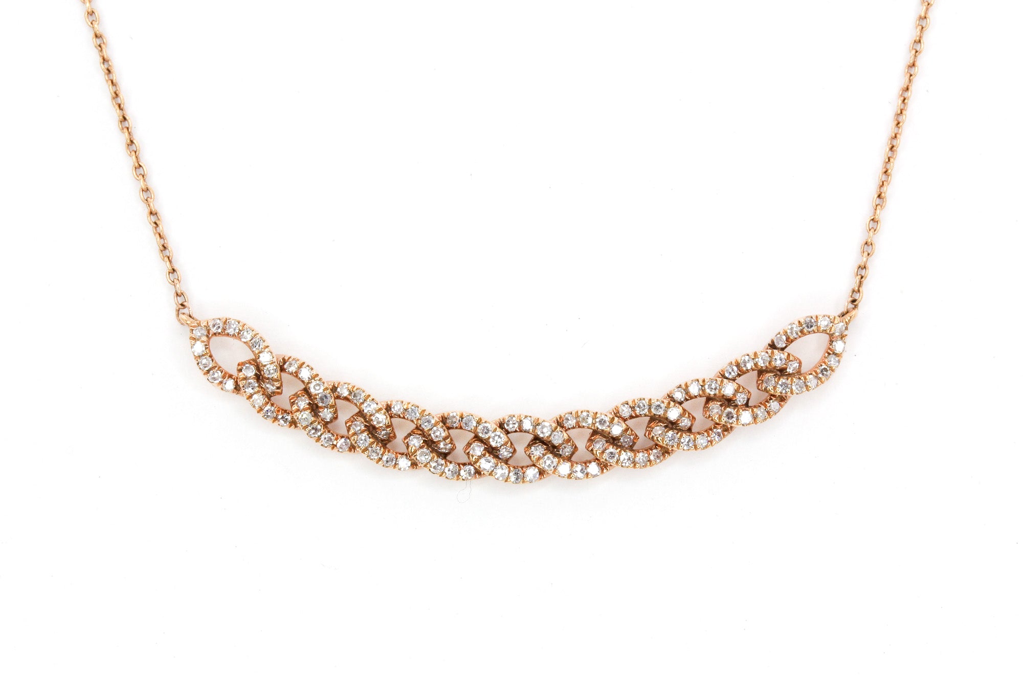 Diamond Chain Link Necklace - 14k Rose Gold - 0.33ctw
