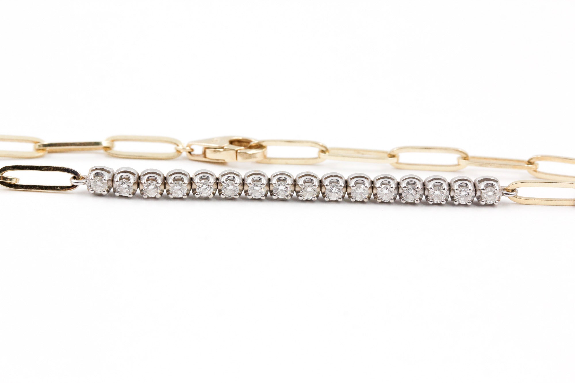 Diamond Chain Link Bracelet - 14k Yellow Gold - 0.48ctw