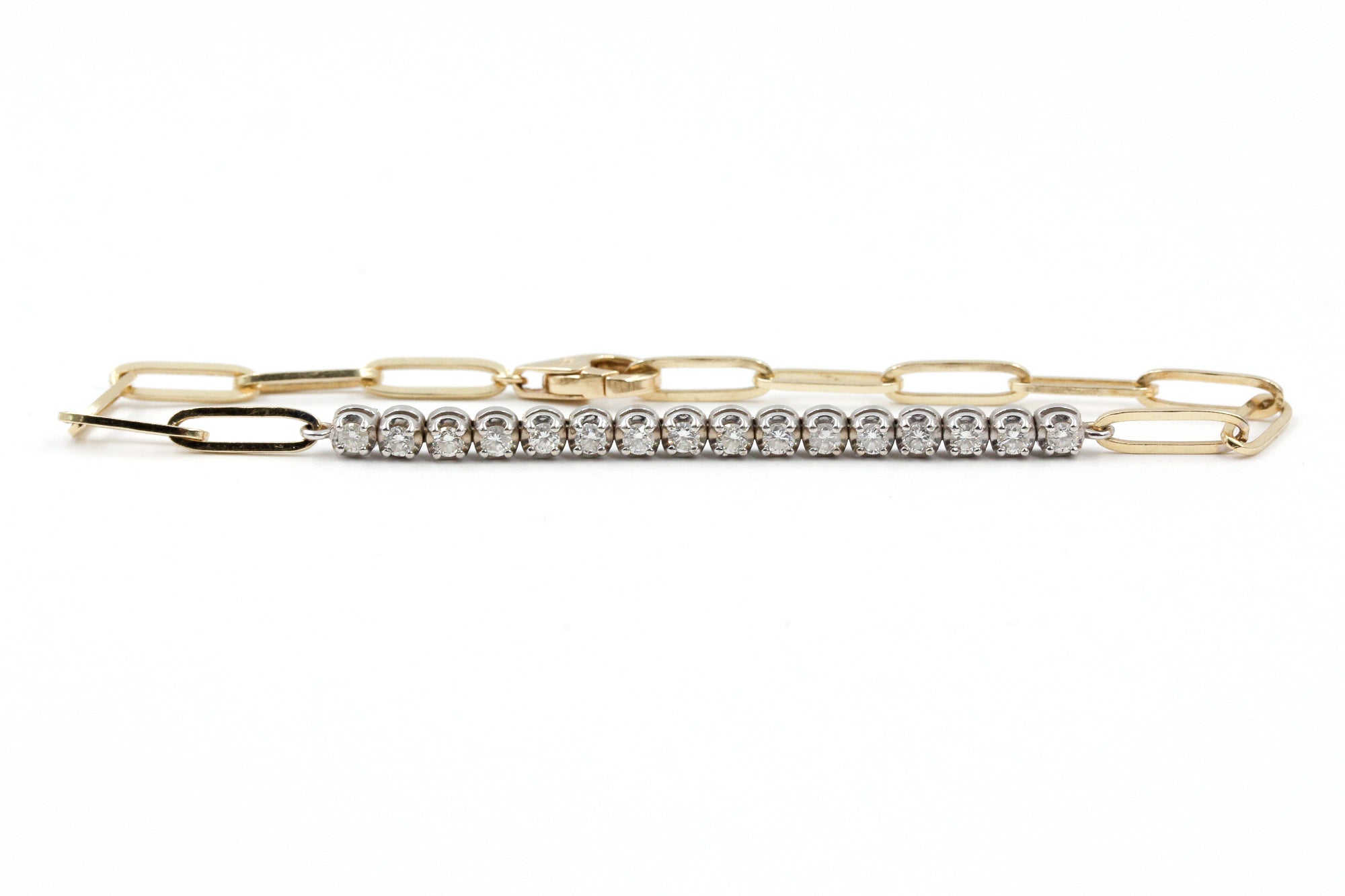 Diamond Chain Link Bracelet - 14k Yellow Gold - 0.48ctw