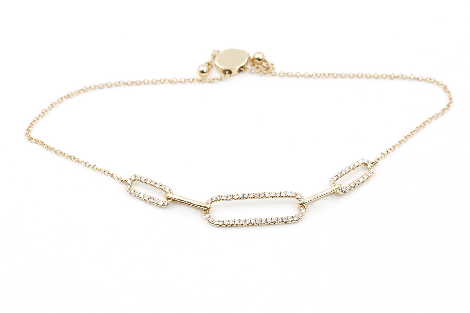 Diamond Chain Link Bolo Bracelet - 14k Yellow Gold - 0.24ctw
