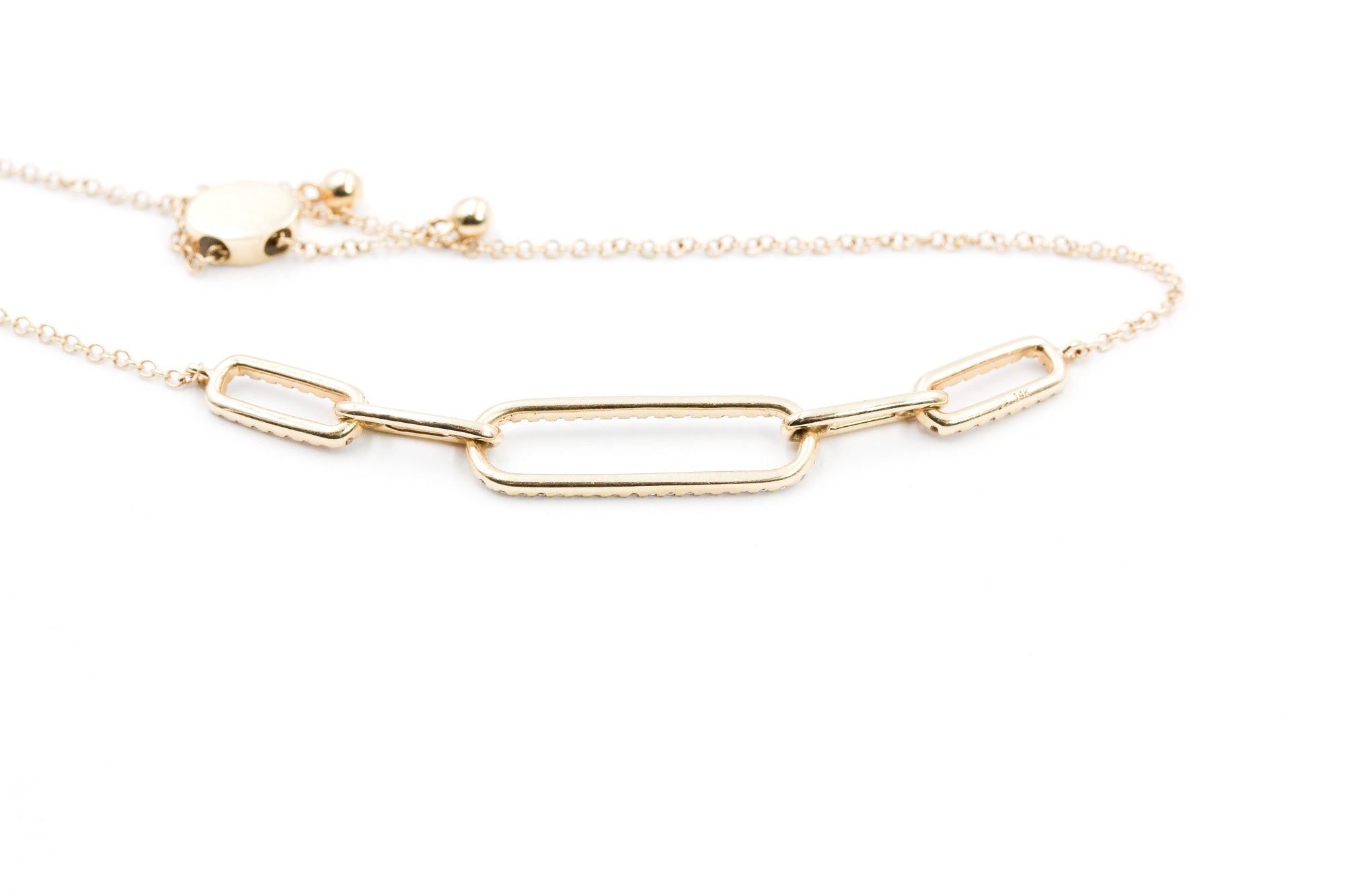 Diamond Chain Link Bolo Bracelet - 14k Yellow Gold - 0.24ctw