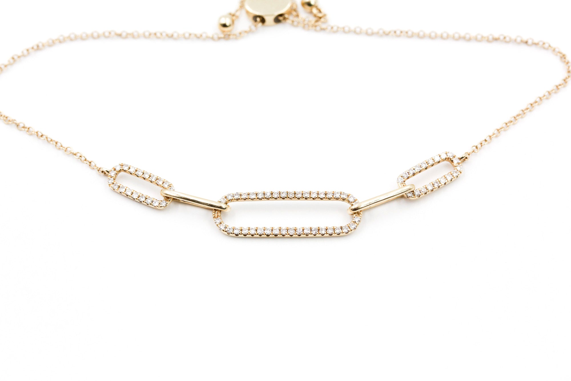 Diamond Chain Link Bolo Bracelet - 14k Yellow Gold - 0.24ctw