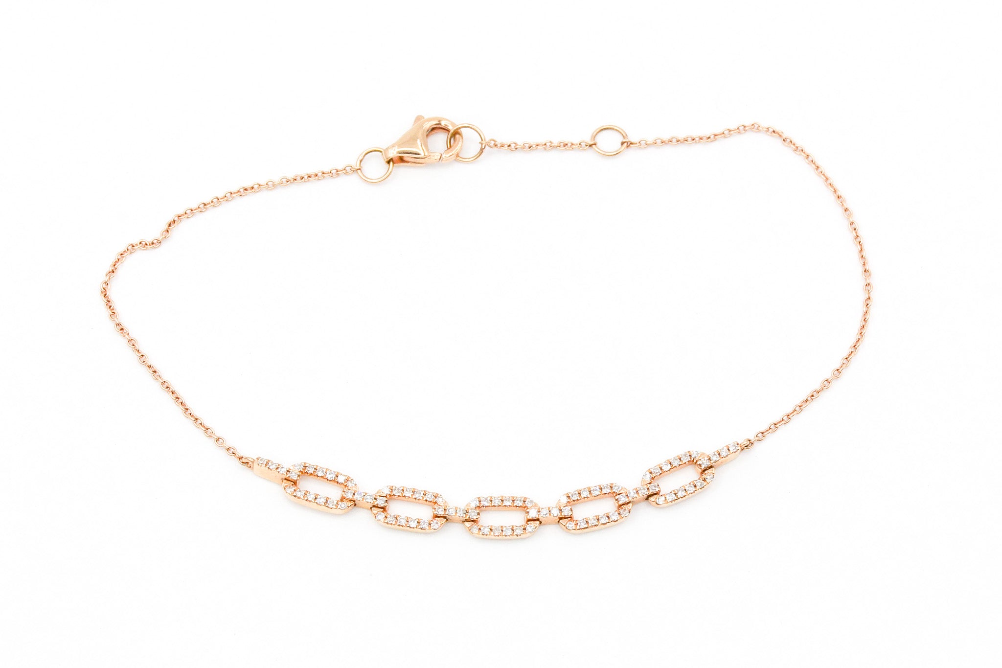 Diamond Chain Link Bracelet - 14k Rose Gold - 0.25ctw