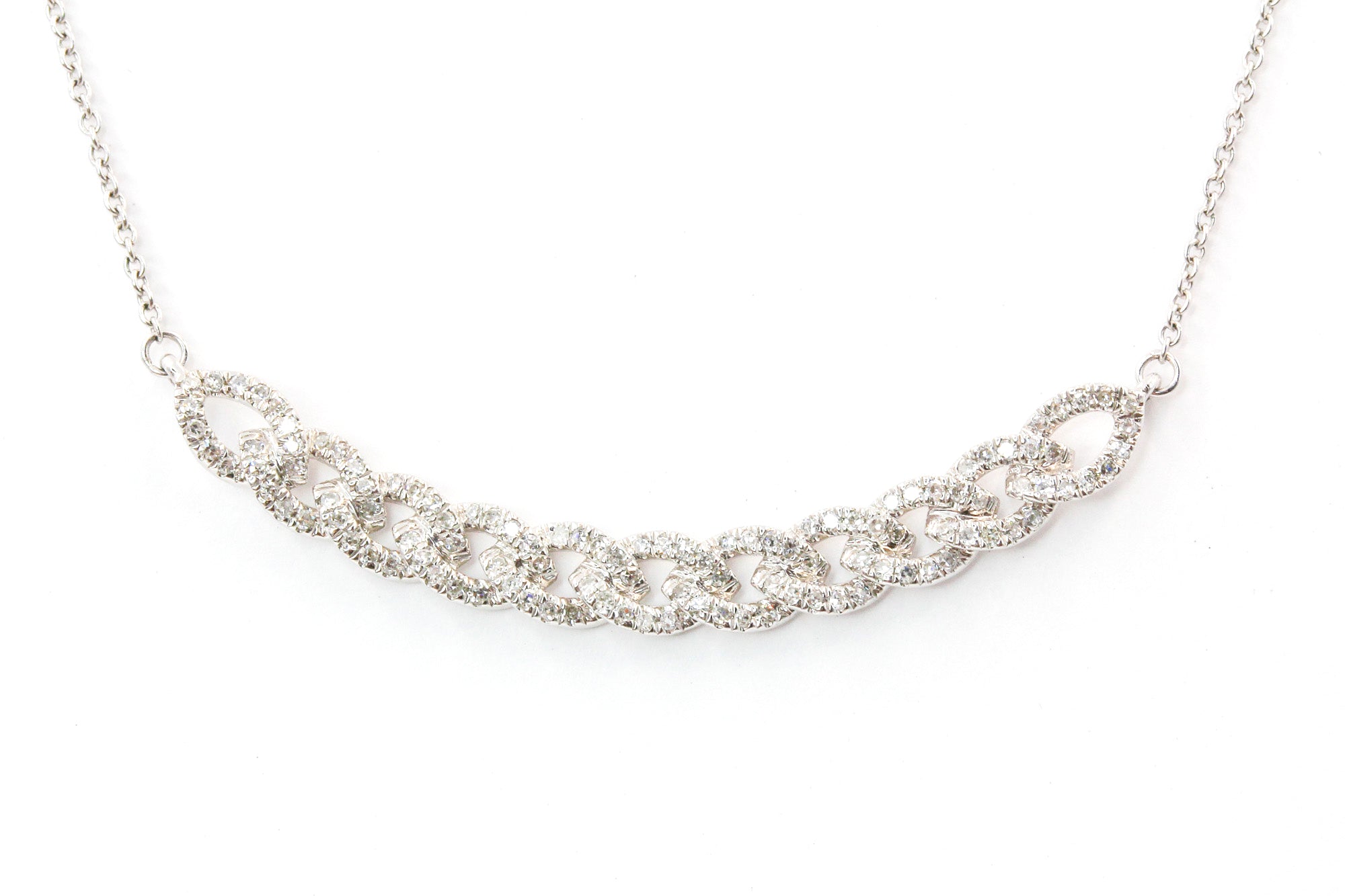 Diamond Chain Link Necklace - 14k White Gold - 0.33ctw