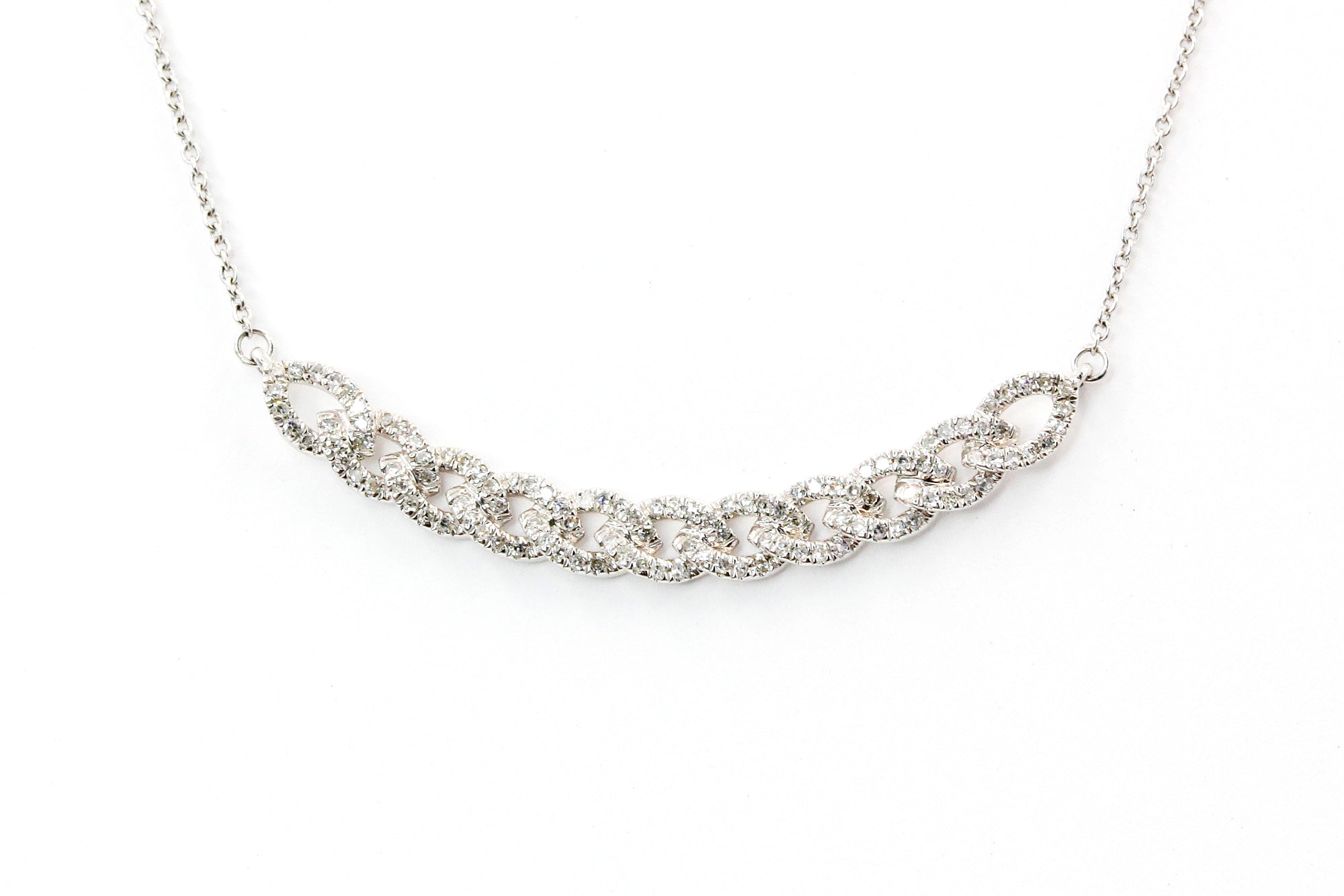 Diamond Chain Link Necklace - 14k White Gold - 0.33ctw