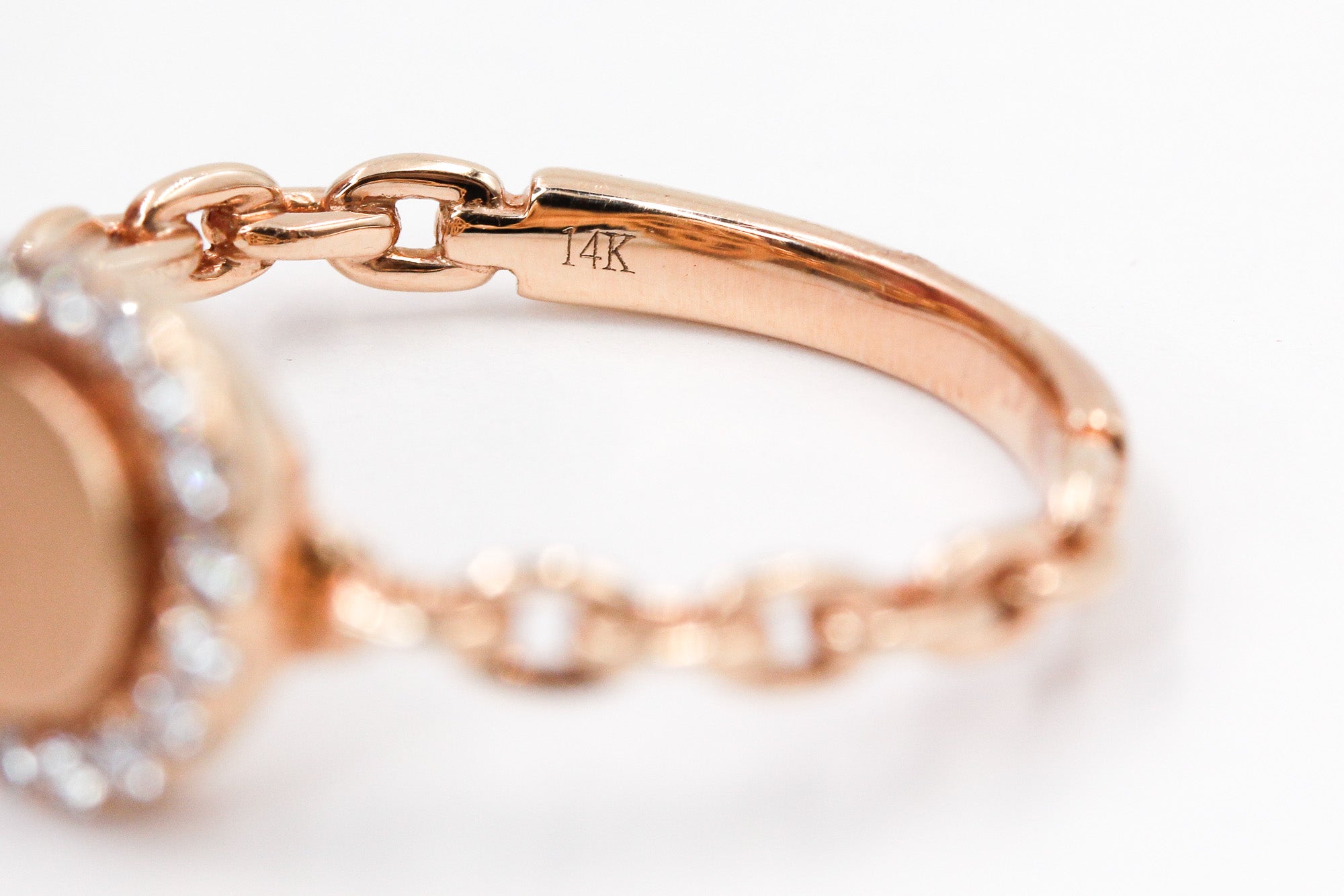 Diamond Chain Link Ring - 14k Rose Gold - 0.16ctw