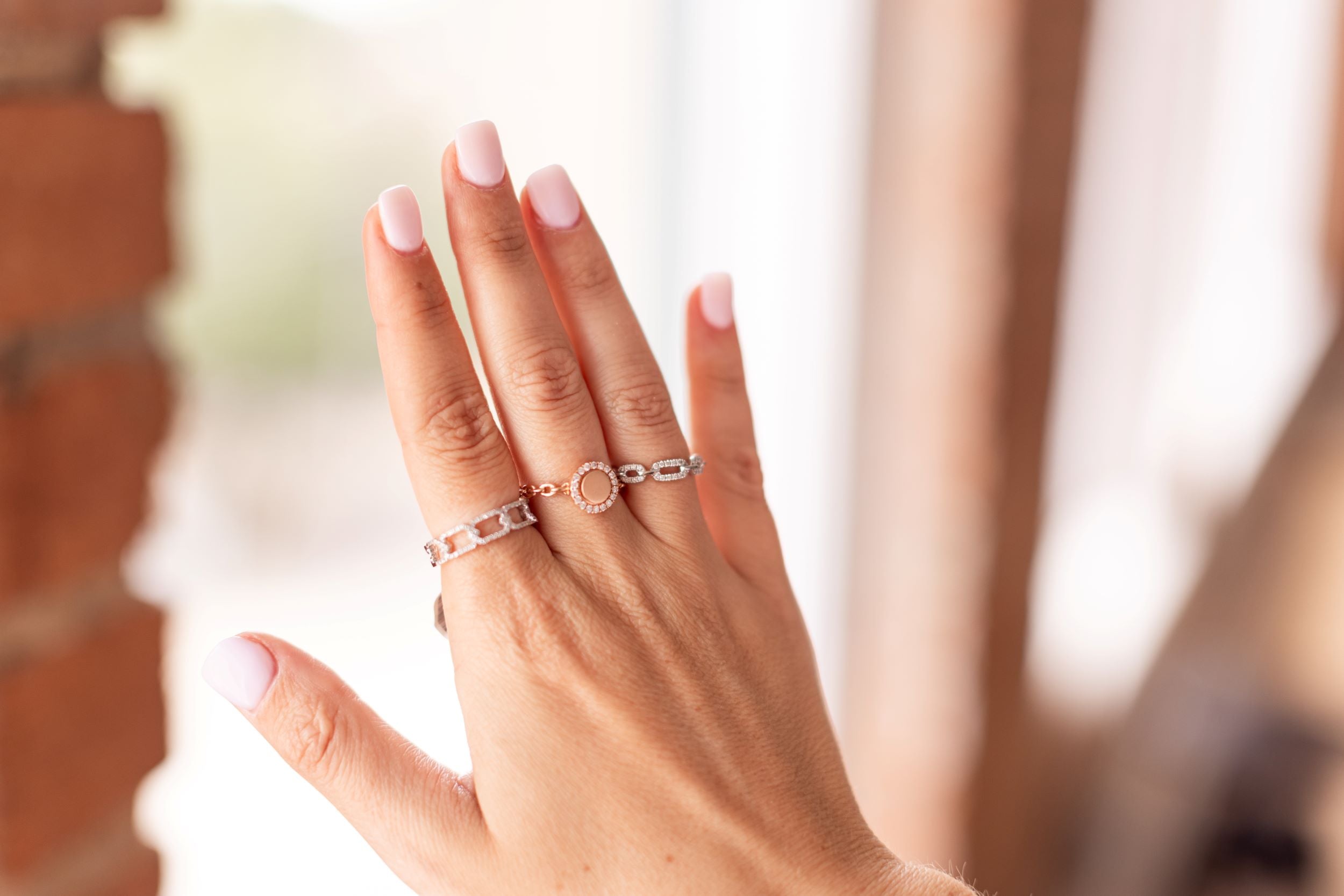 Diamond Chain Link Ring - 14k Rose Gold - 0.16ctw