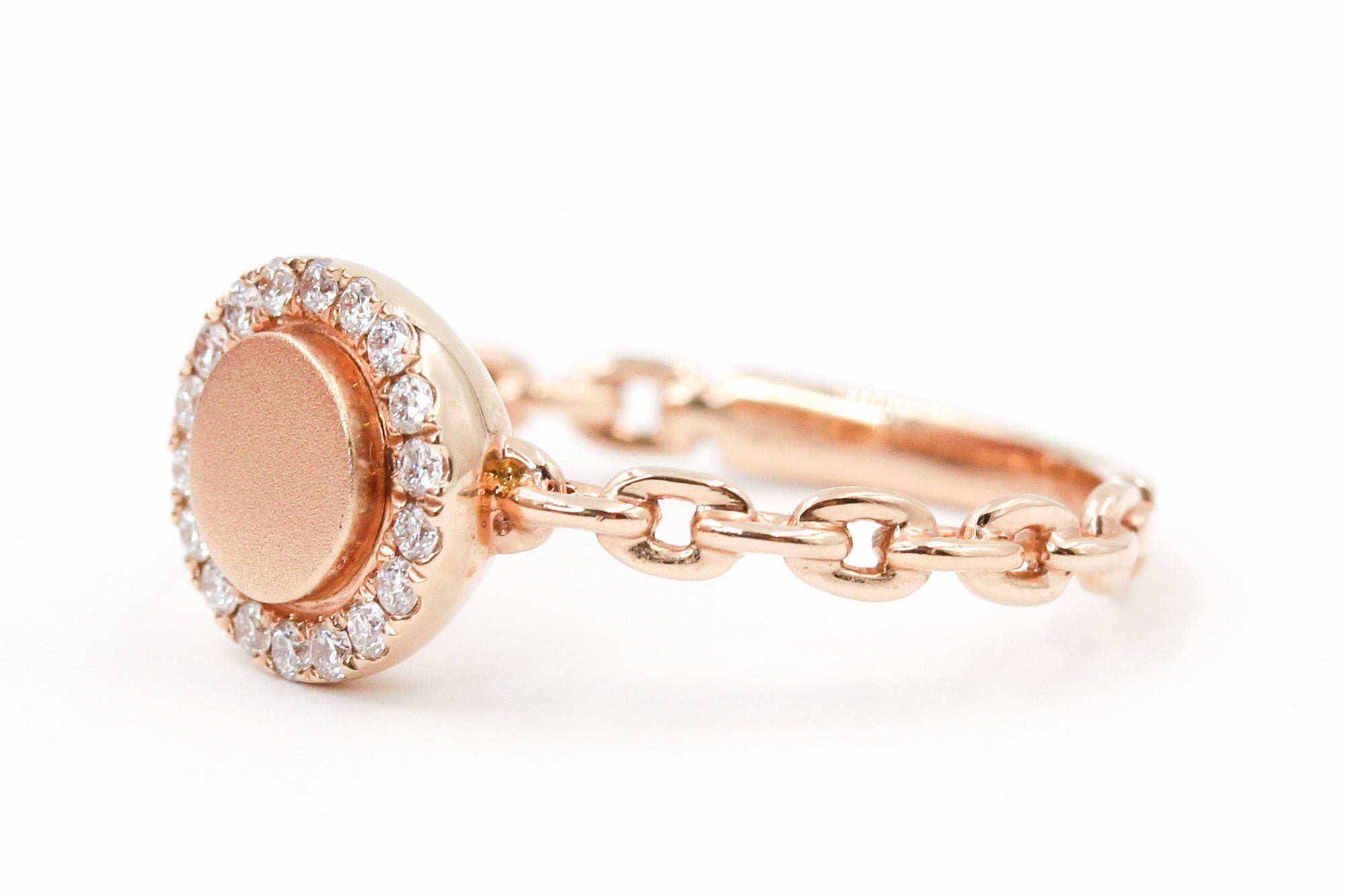 Diamond Chain Link Ring - 14k Rose Gold - 0.16ctw