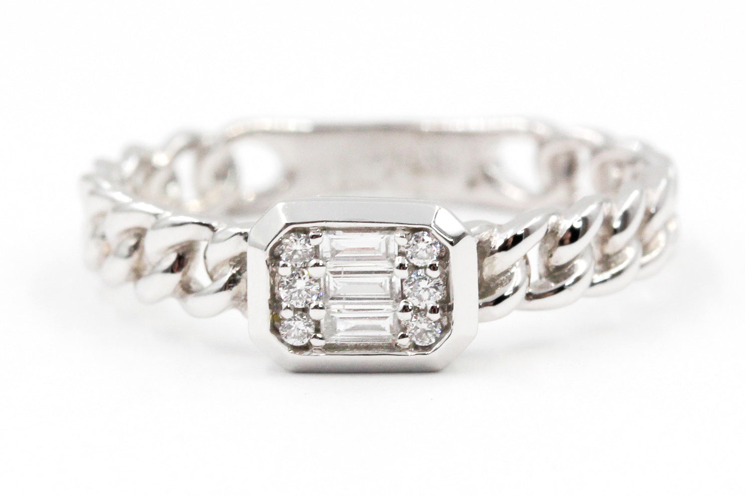 Diamond Chain Link Ring - 14k White Gold - 0.12ctw