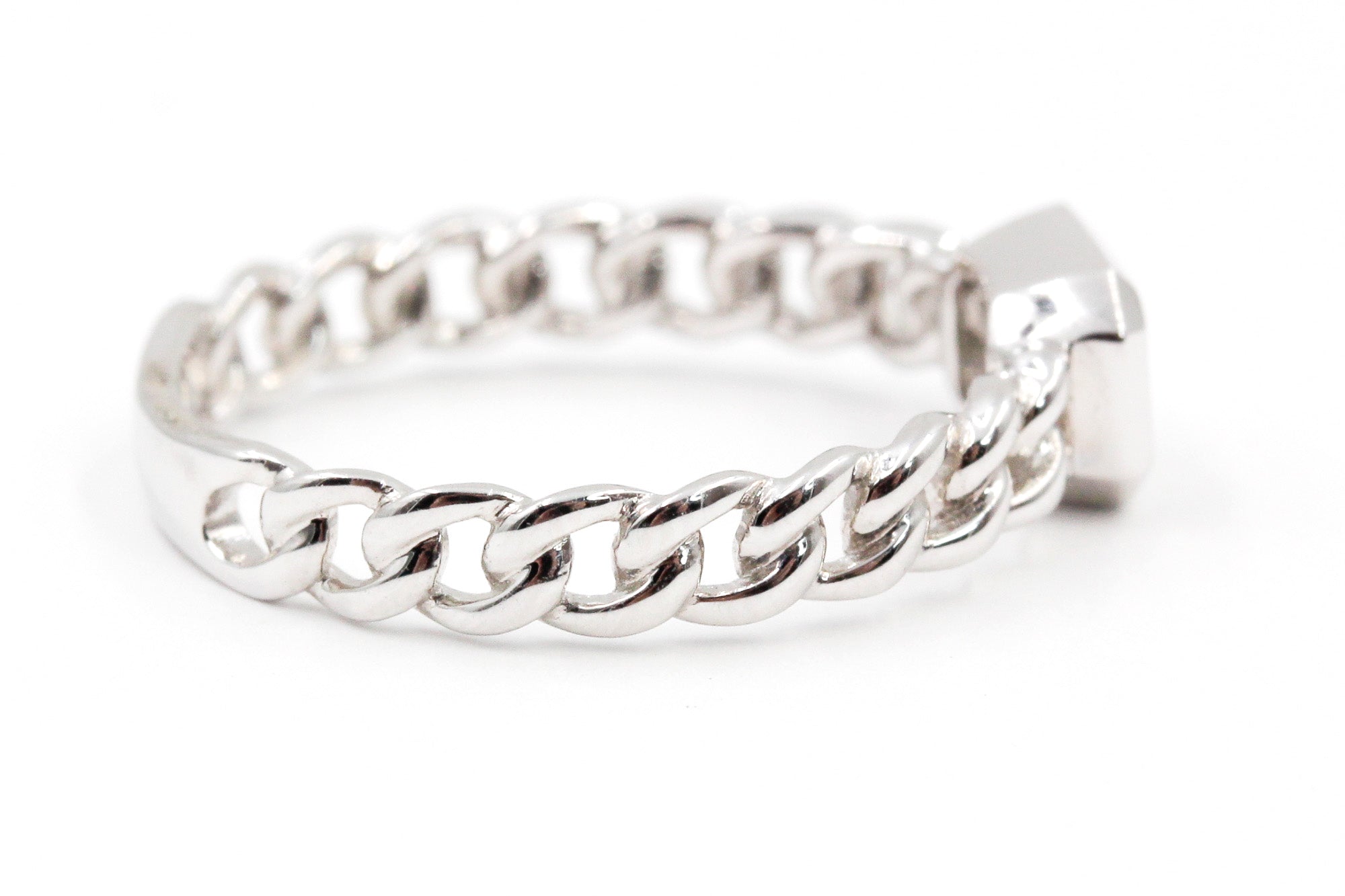 Diamond Chain Link Ring - 14k White Gold - 0.12ctw