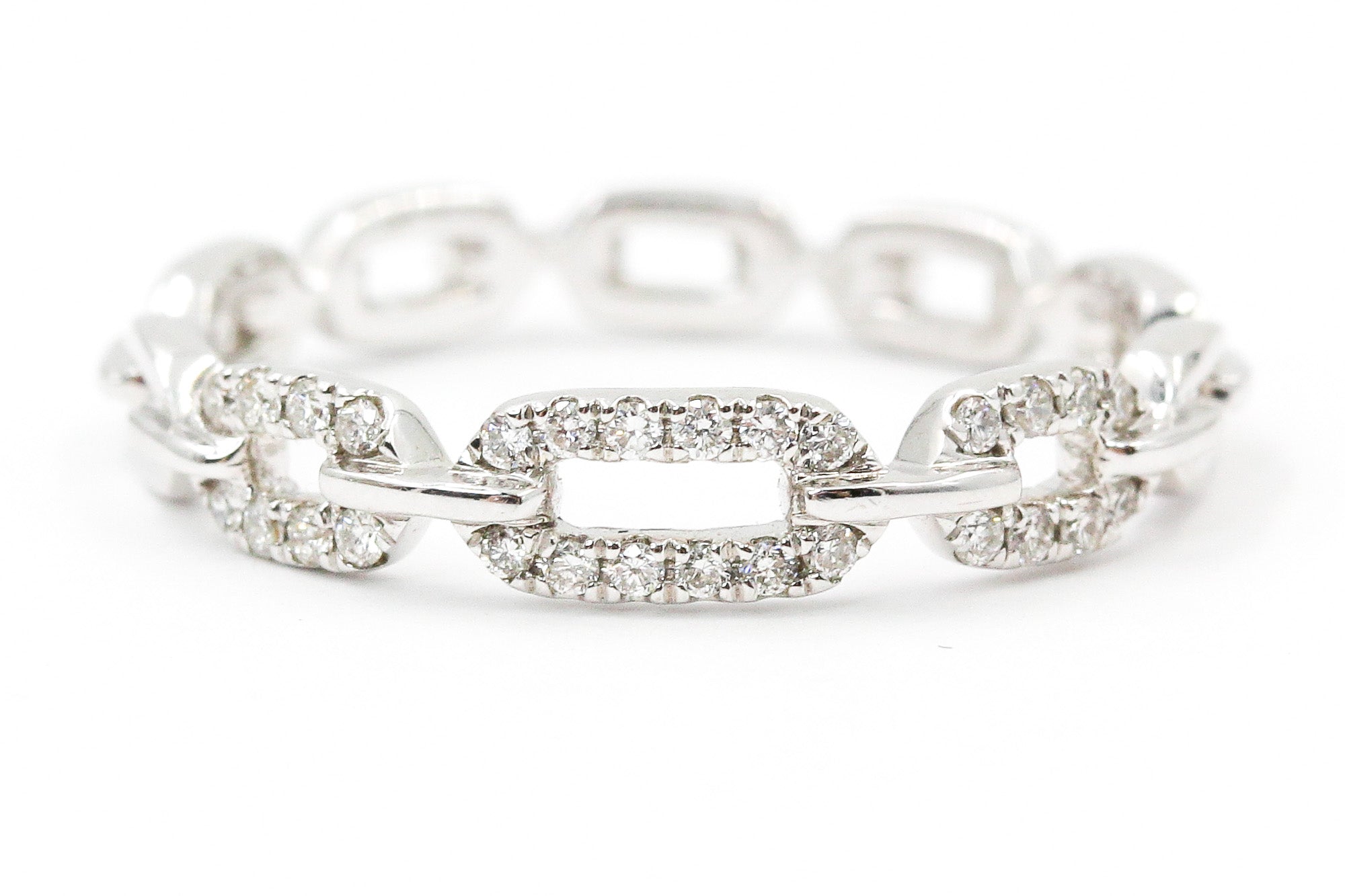 Diamond Chain Link Ring - 14k White Gold - 0.14ctw