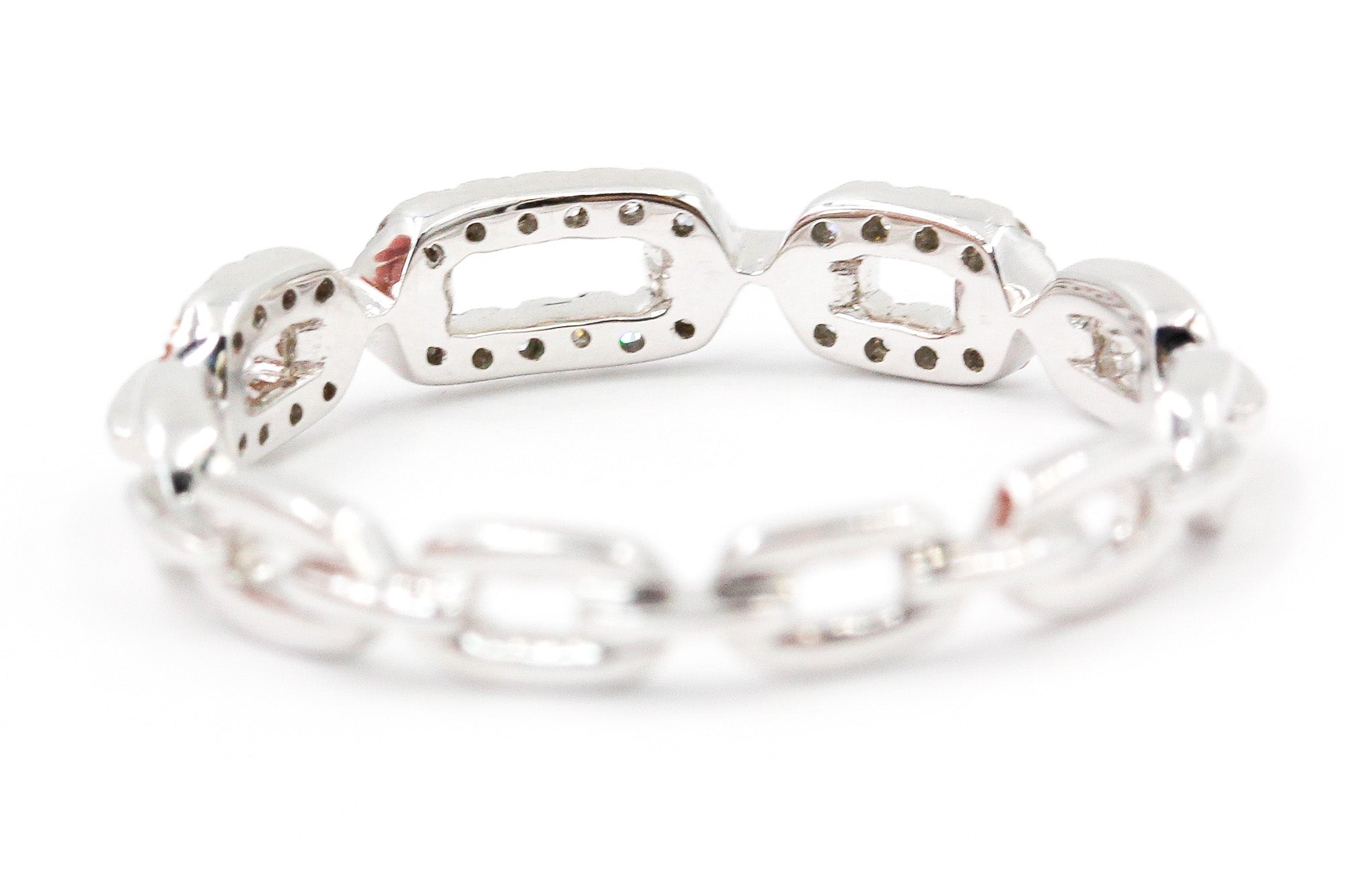 Diamond Chain Link Ring - 14k White Gold - 0.14ctw