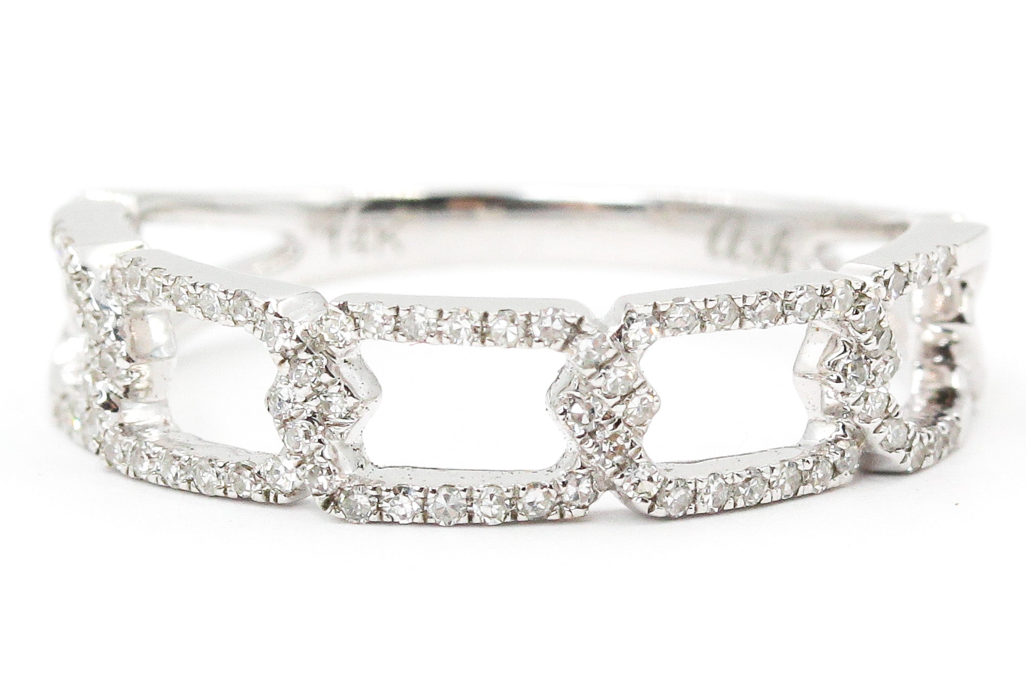 Diamond Chain Link Ring - 14k White Gold - 0.22ctw