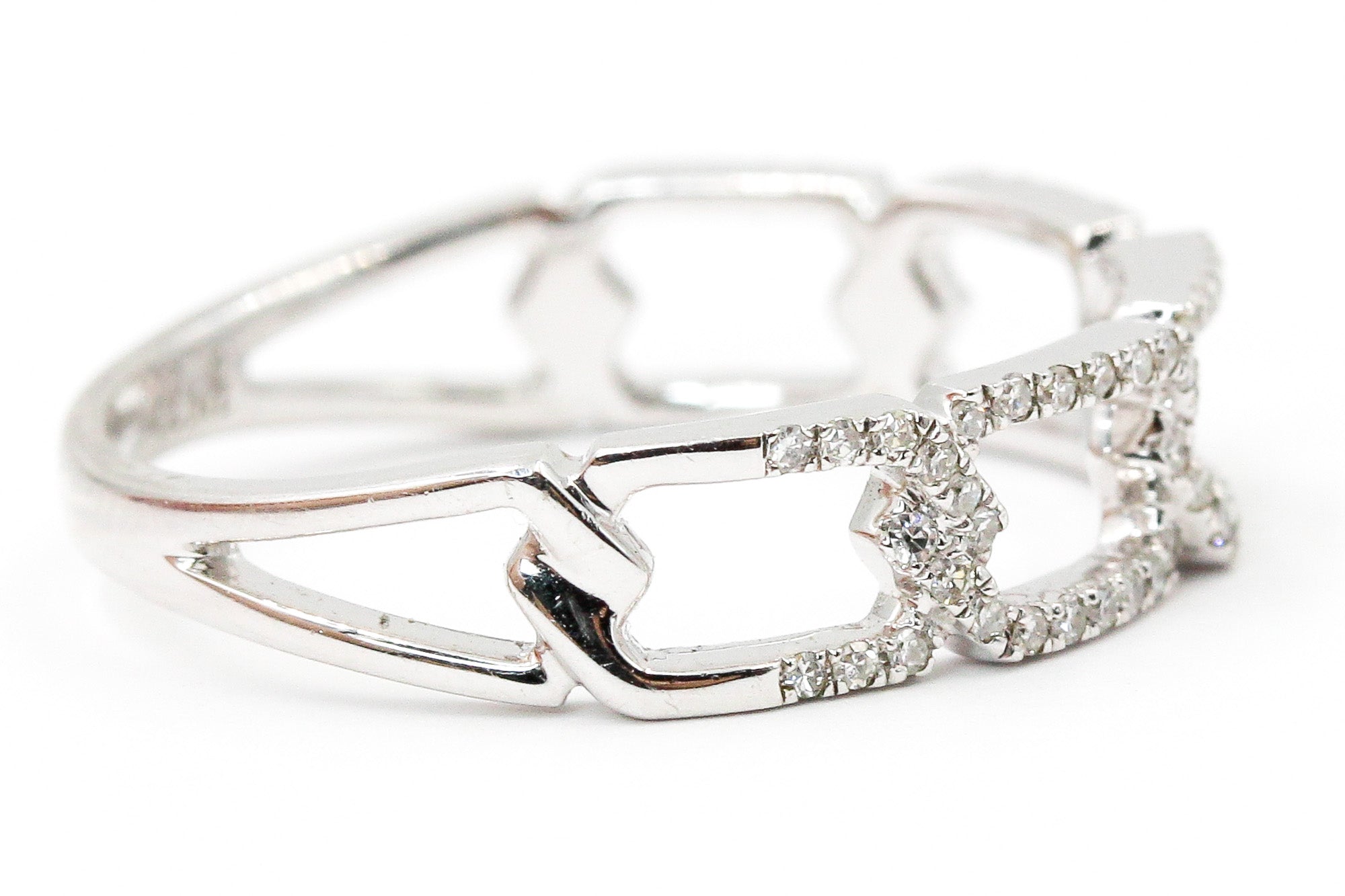Diamond Chain Link Ring - 14k White Gold - 0.22ctw
