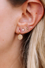 Diamond Circle Drop Earrings - 10k Yellow Gold - 0.12ctw