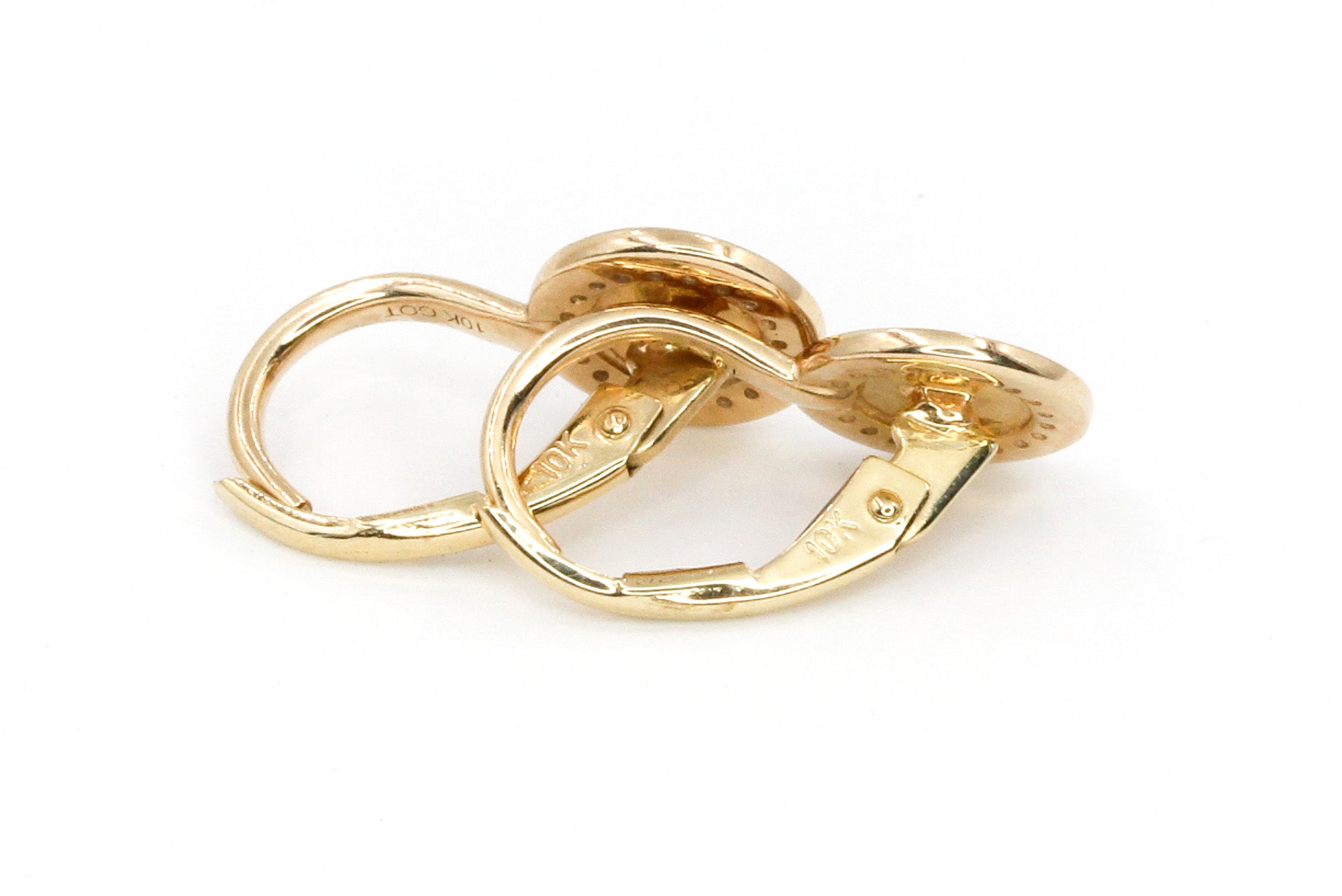 Diamond Circle Drop Earrings - 10k Yellow Gold - 0.12ctw