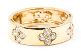Diamond Clover Band Ring - 14k Yellow Gold - 0.69ctw