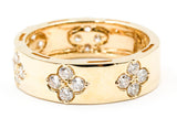 Diamond Clover Band Ring - 14k Yellow Gold - 0.69ctw