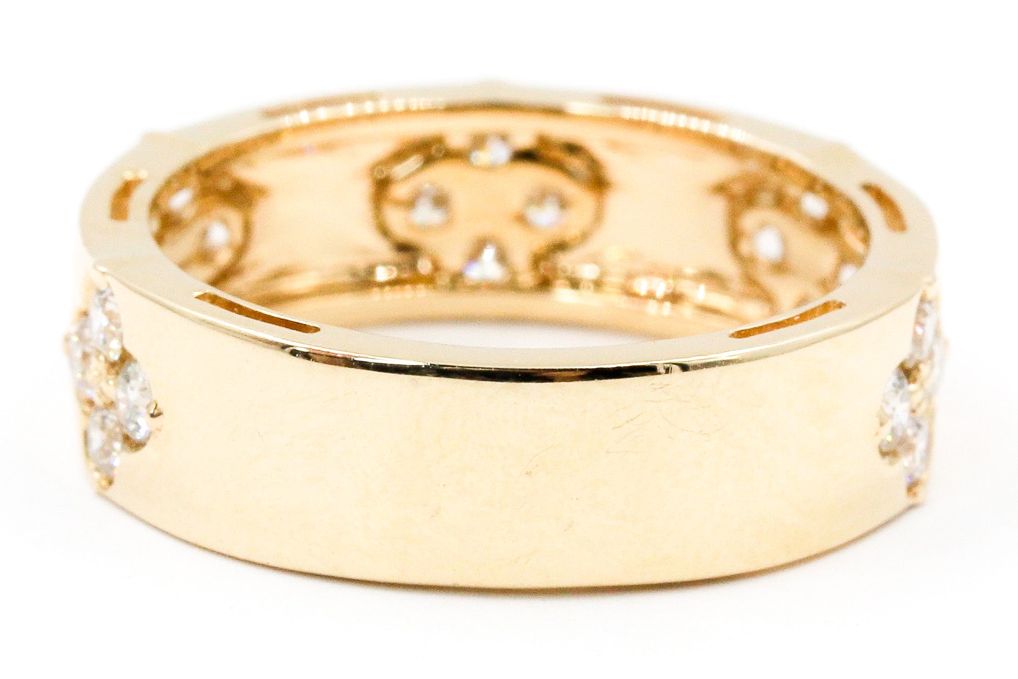 Diamond Clover Band Ring - 14k Yellow Gold - 0.69ctw