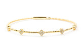 Diamond Clover Bangle Bracelet - 14k Yellow Gold - 0.35ctw