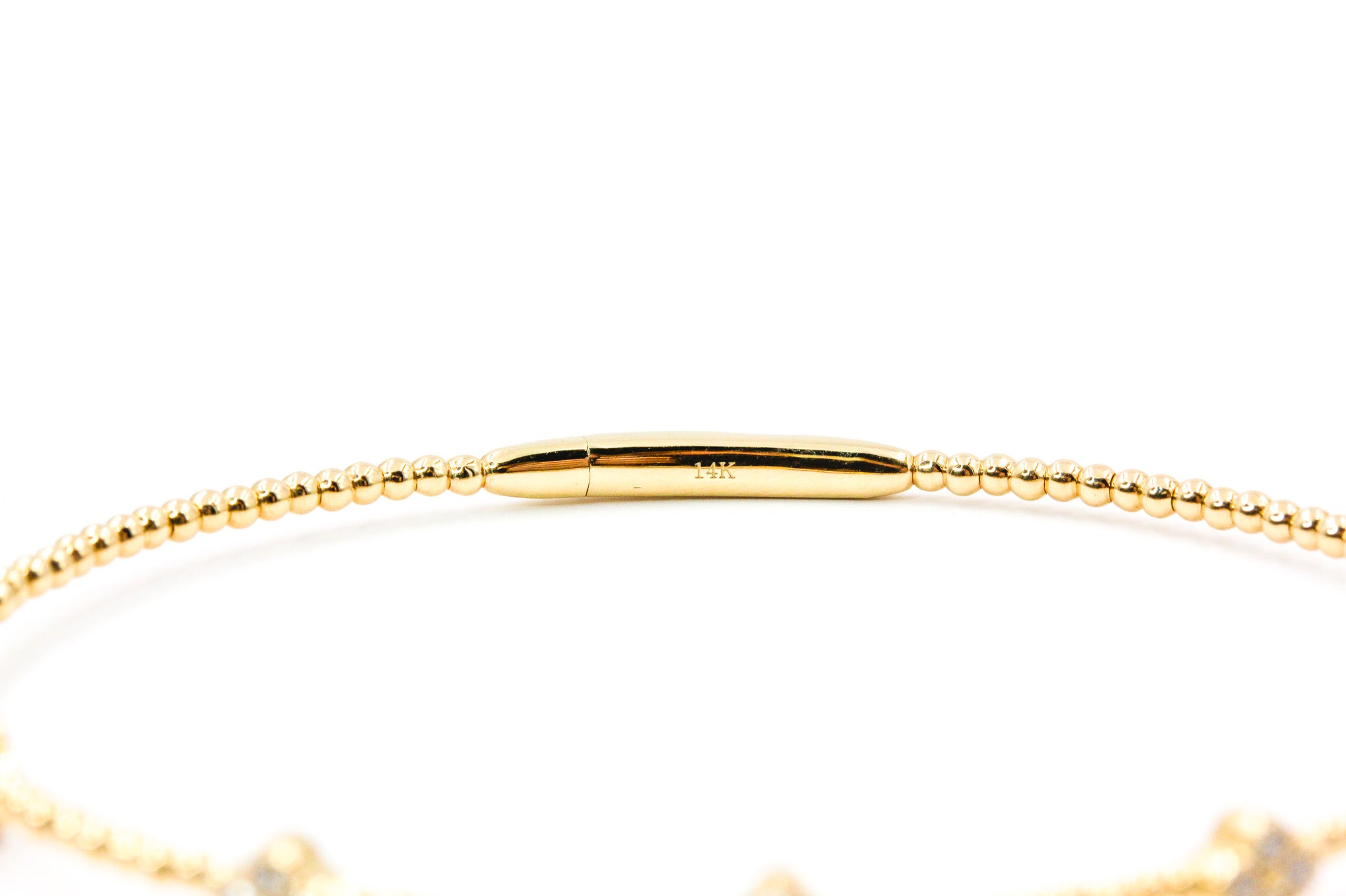 Diamond Clover Bangle Bracelet - 14k Yellow Gold - 0.35ctw