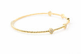 Diamond Clover Bangle Bracelet - 14k Yellow Gold - 0.35ctw