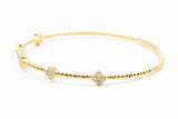 Diamond Clover Bangle Bracelet - 14k Yellow Gold - 0.35ctw