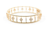 Diamond Clover Bangle Bracelet - 14k Yellow Gold - 1.27ctw