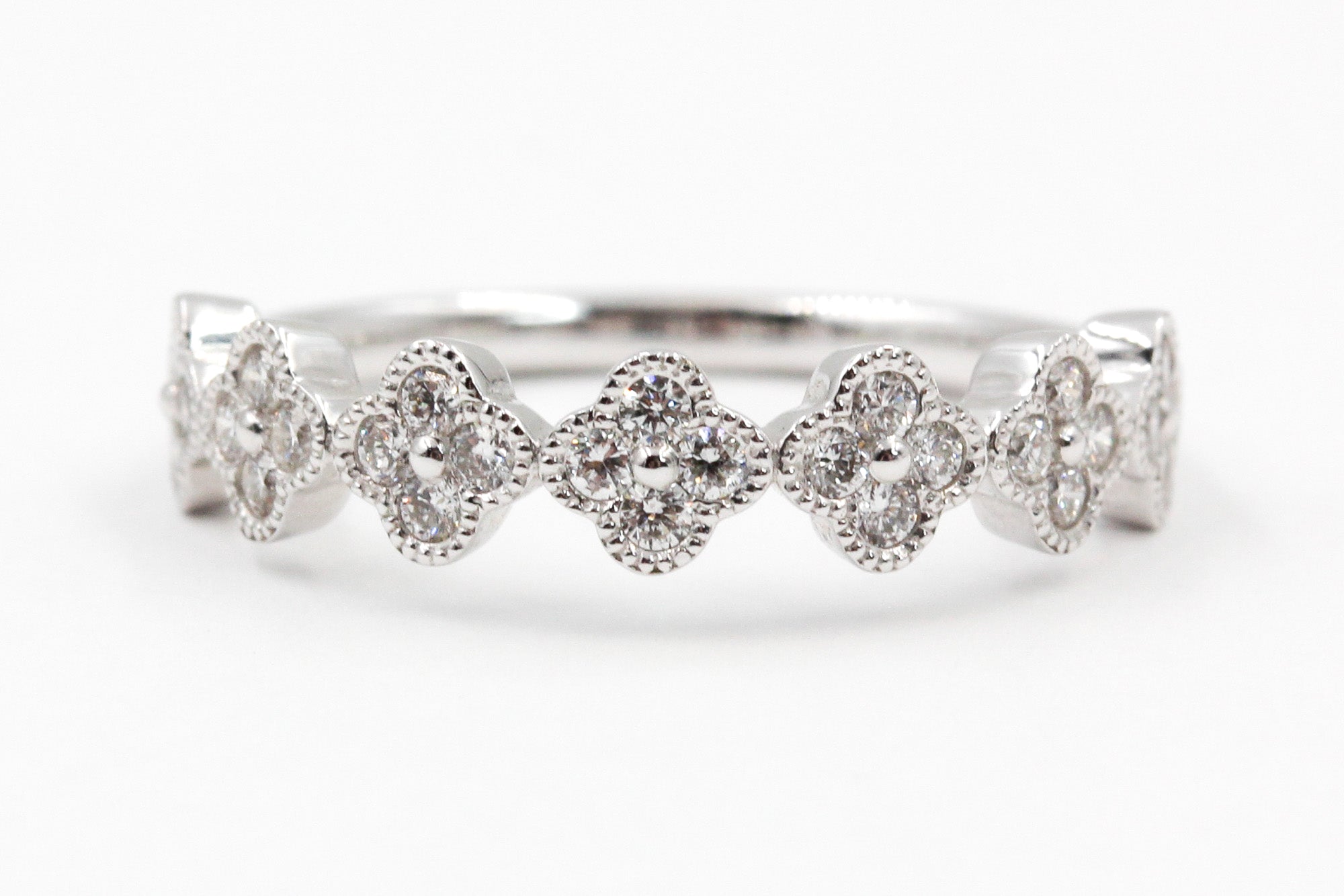 Diamond Clover Ring - 14k White Gold - 0.33ctw