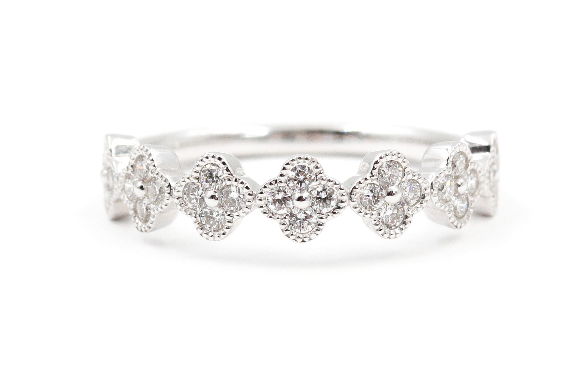 Diamond Clover Ring - 14k White Gold - 0.33ctw