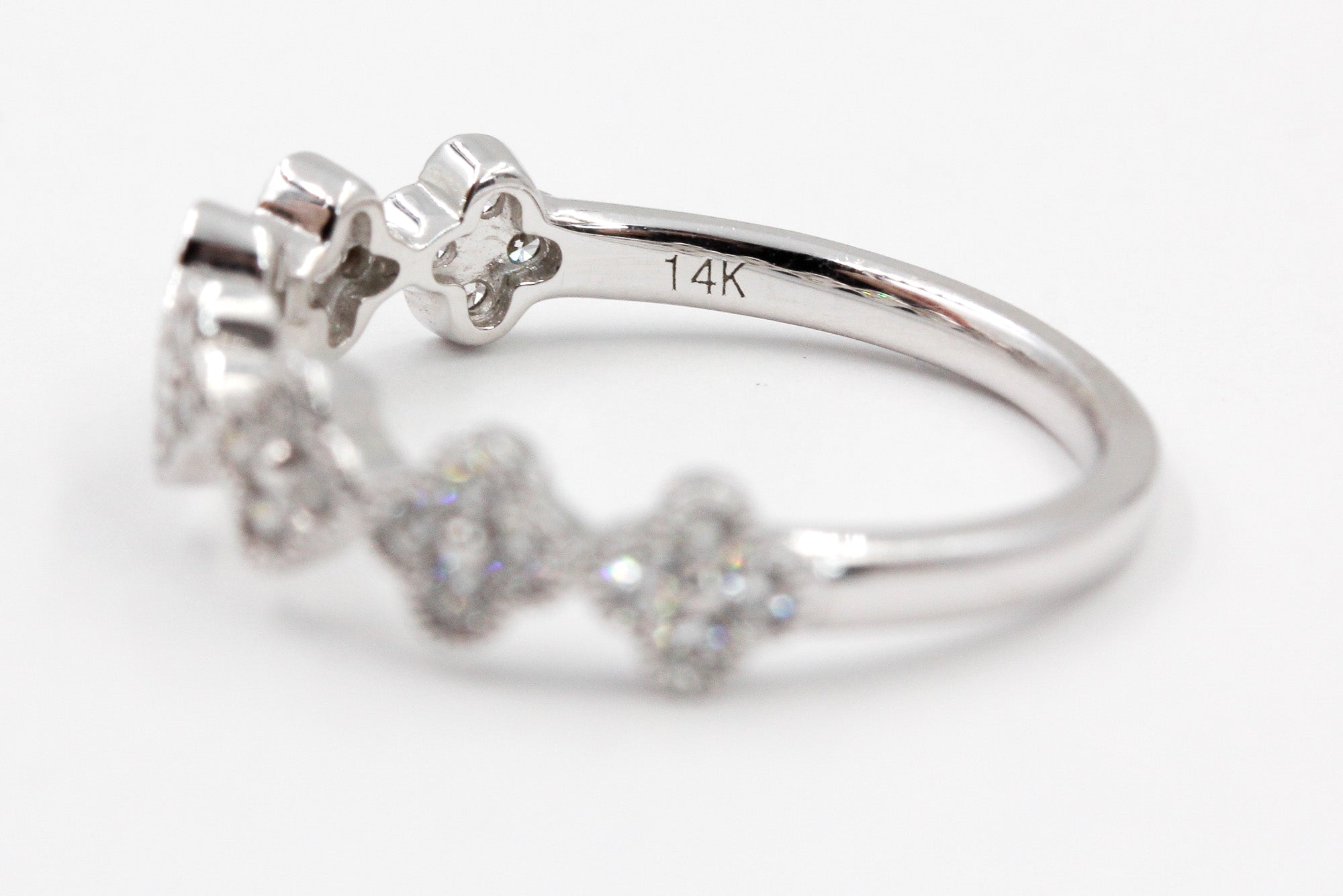 Diamond Clover Ring - 14k White Gold - 0.33ctw