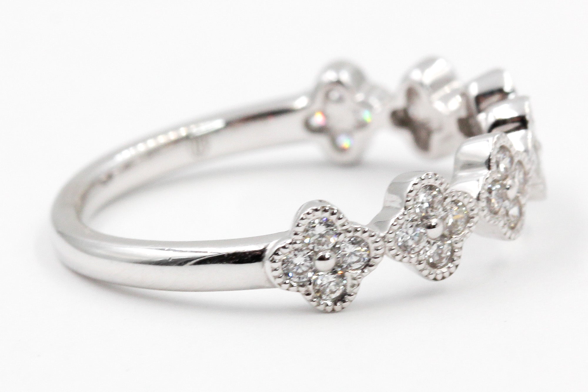 Diamond Clover Ring - 14k White Gold - 0.33ctw