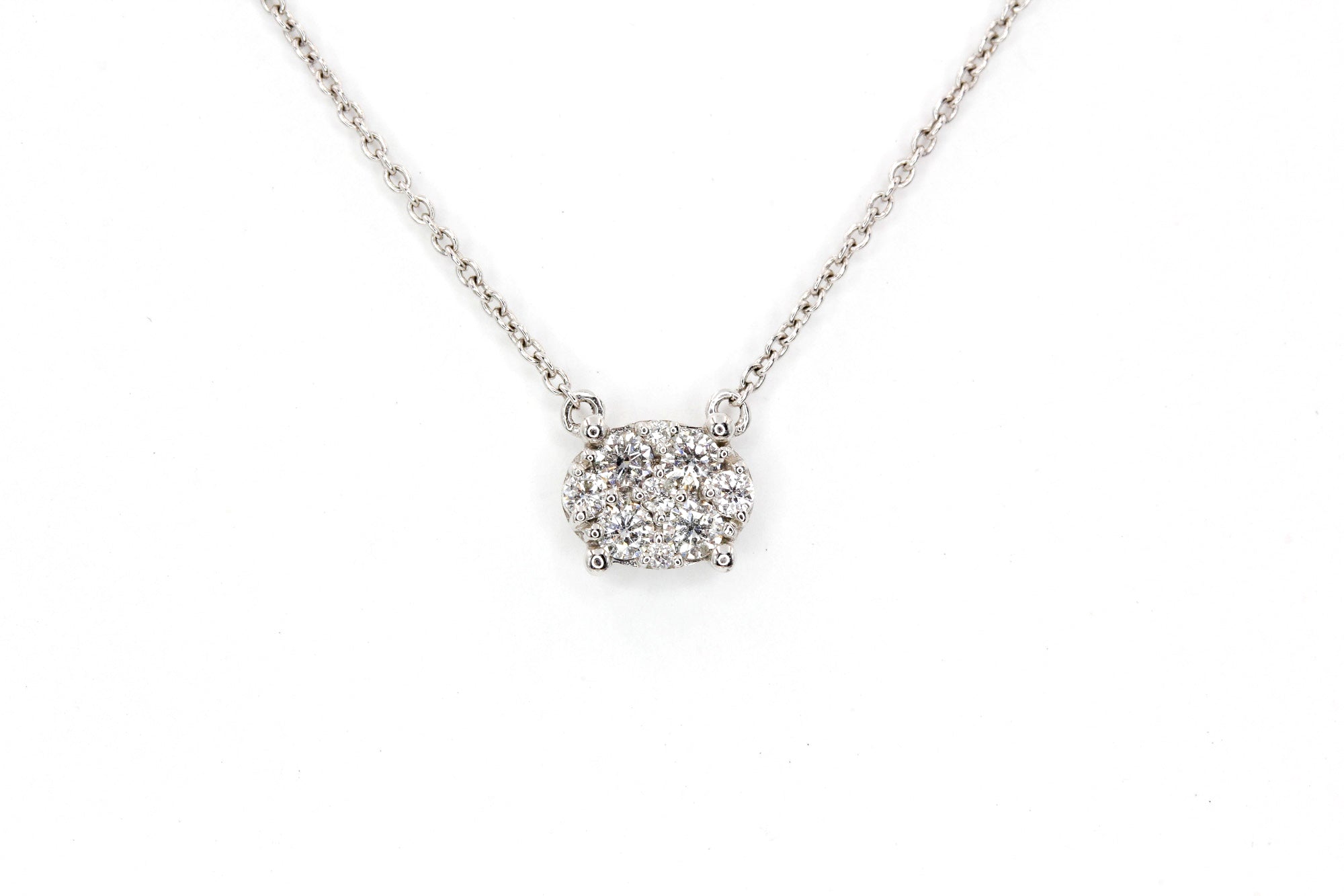 Diamond Cluster Necklace - 14k White Gold  - 0.50ctw