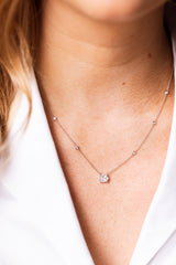 Diamond Cluster Necklace - 14k White Gold  - 0.50ctw