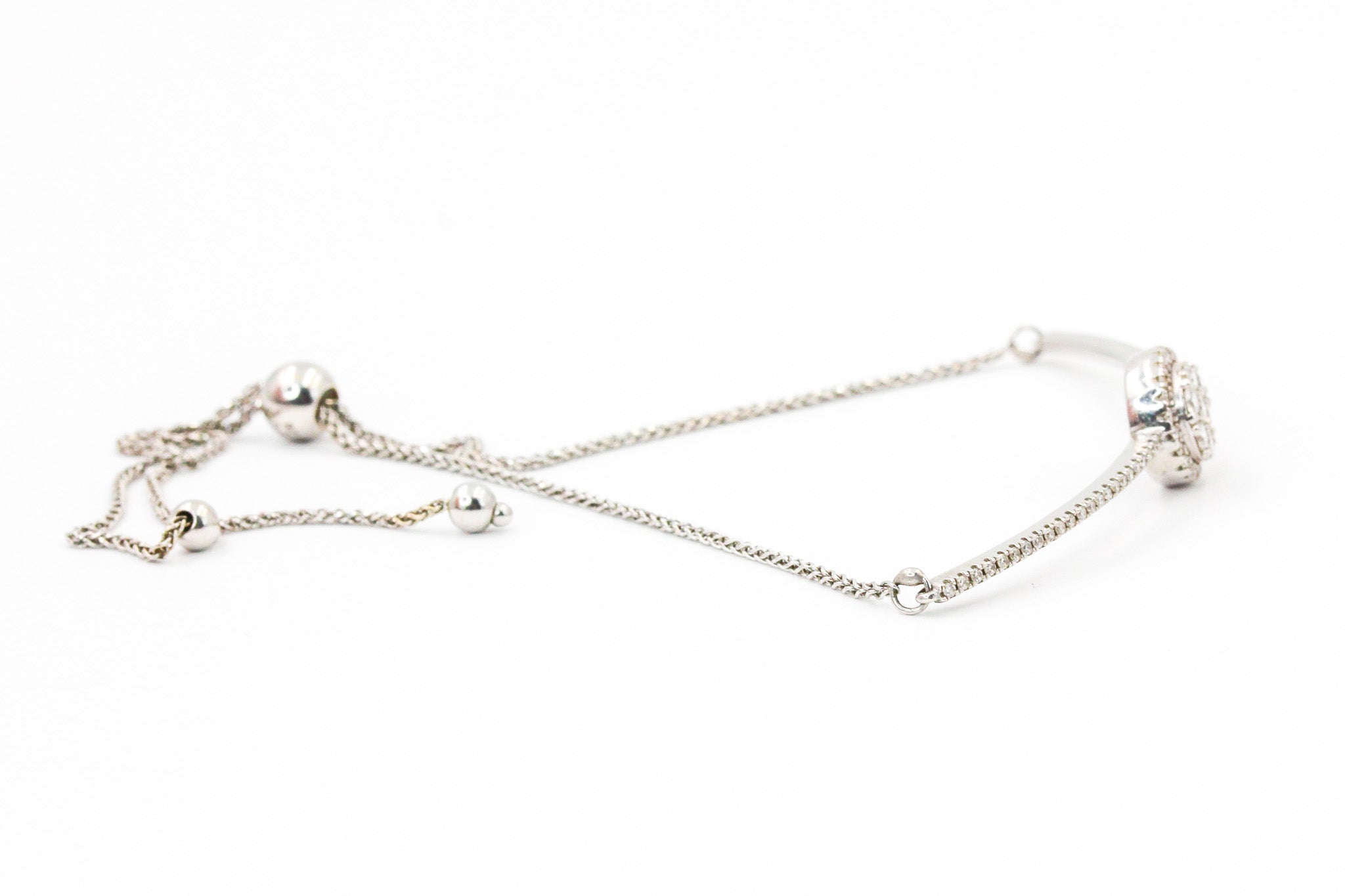 Diamond Cluster Bolo Bracelet - 14k White Gold - 0.42ctw