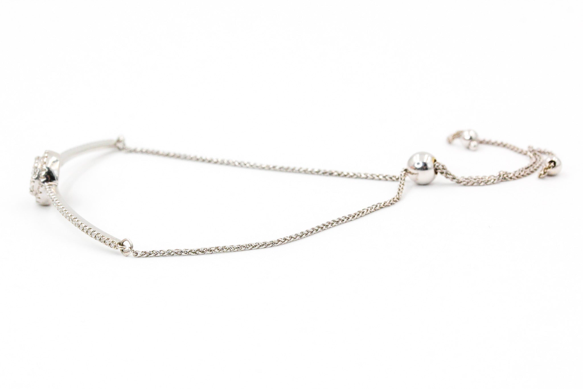 Diamond Cluster Bolo Bracelet - 14k White Gold - 0.42ctw