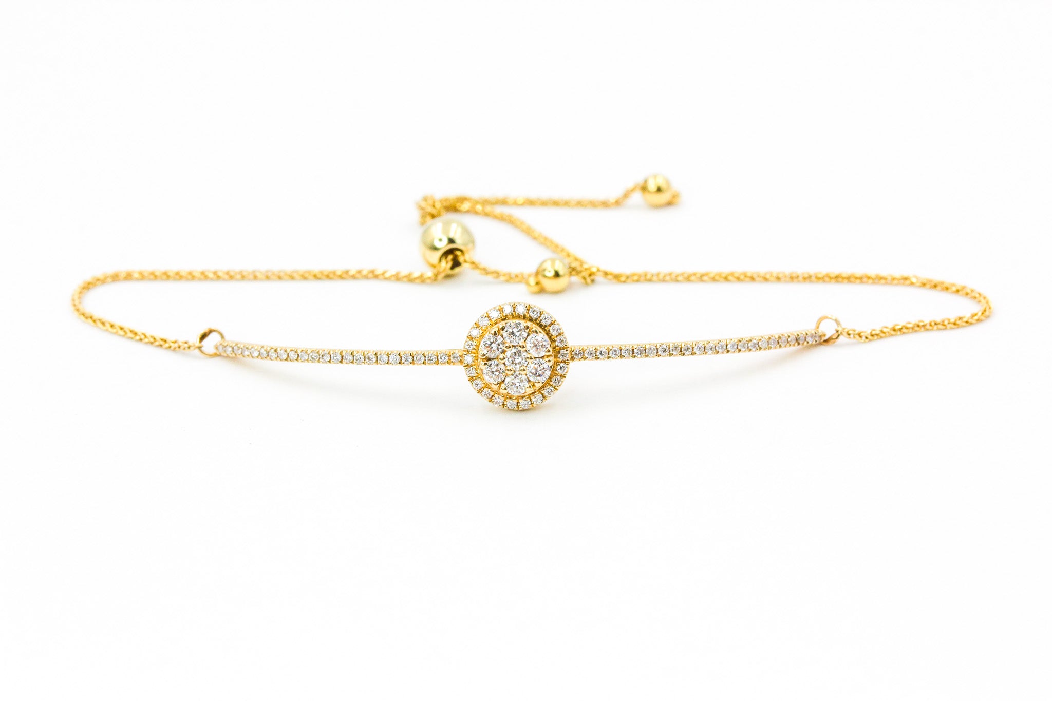 Diamond Cluster Bolo Bracelet - 14k Yellow Gold - 0.42ctw