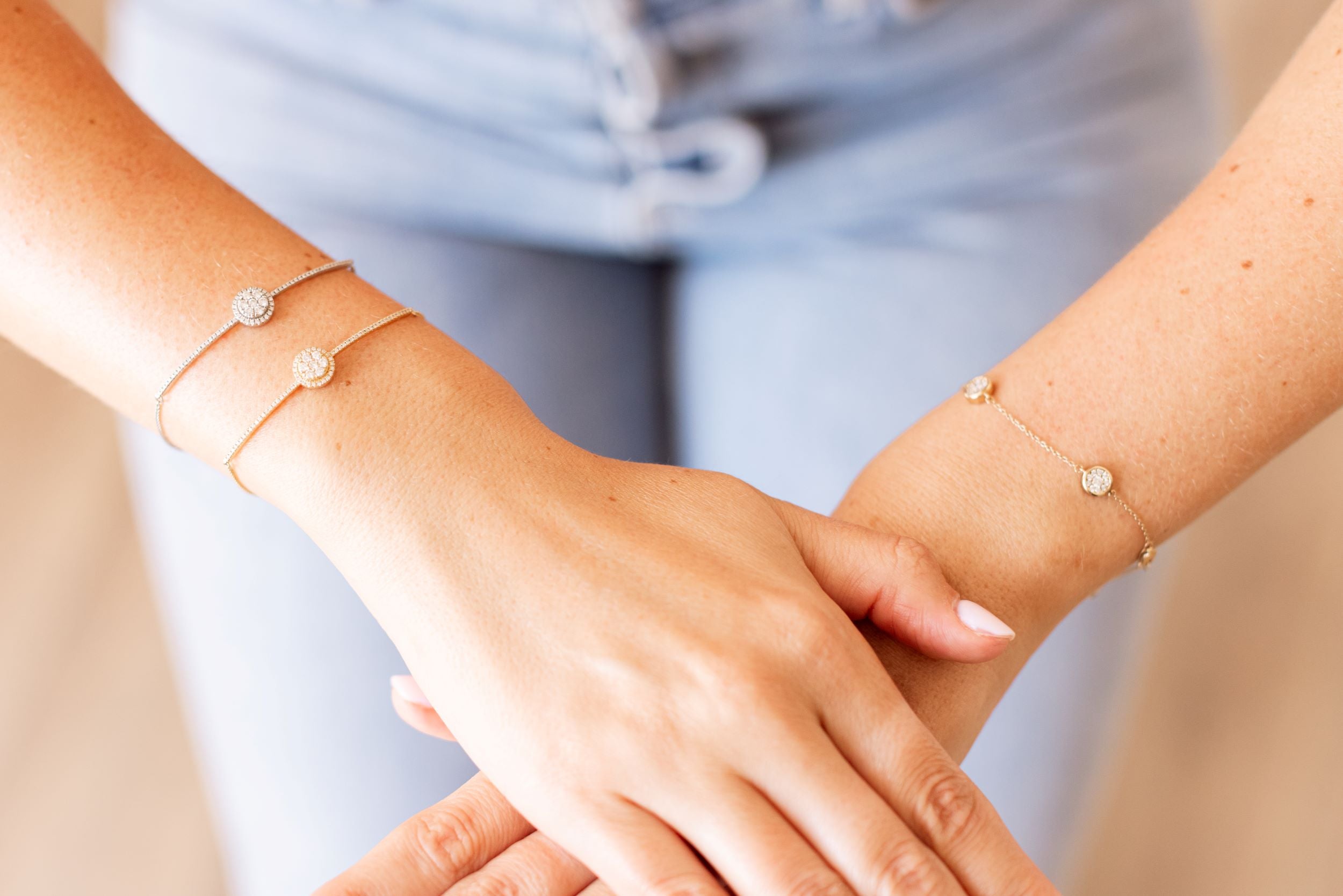 Diamond Cluster Bolo Bracelet - 14k Yellow Gold - 0.42ctw