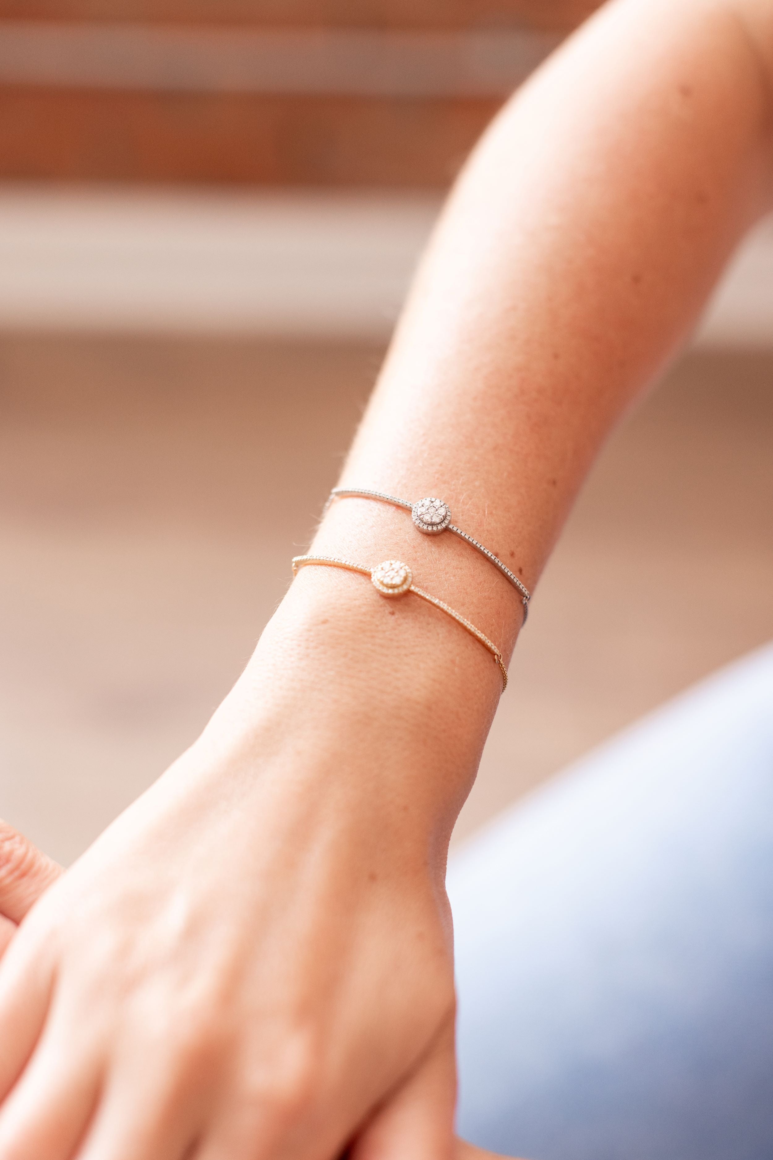 Diamond Cluster Bolo Bracelet - 14k Yellow Gold - 0.42ctw