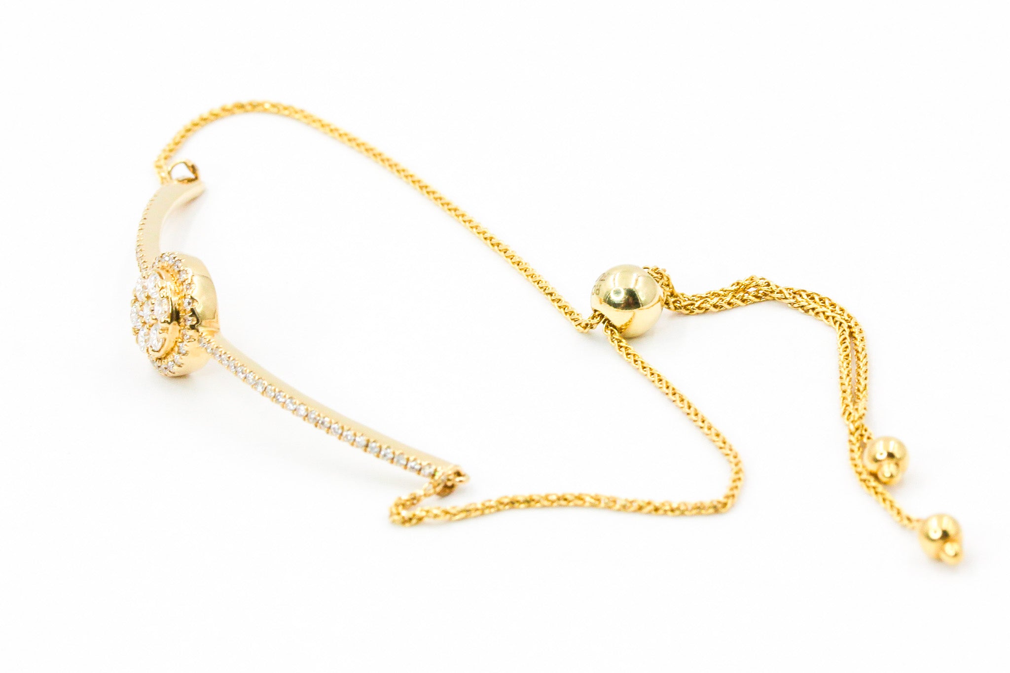 Diamond Cluster Bolo Bracelet - 14k Yellow Gold - 0.42ctw